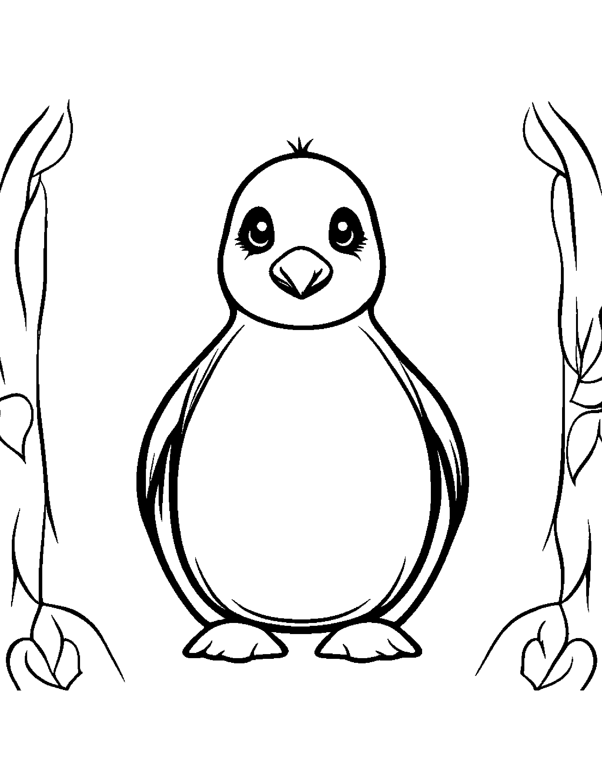 Penguin Chick With A Little Heart Coloring Page (Free Printable PDF)