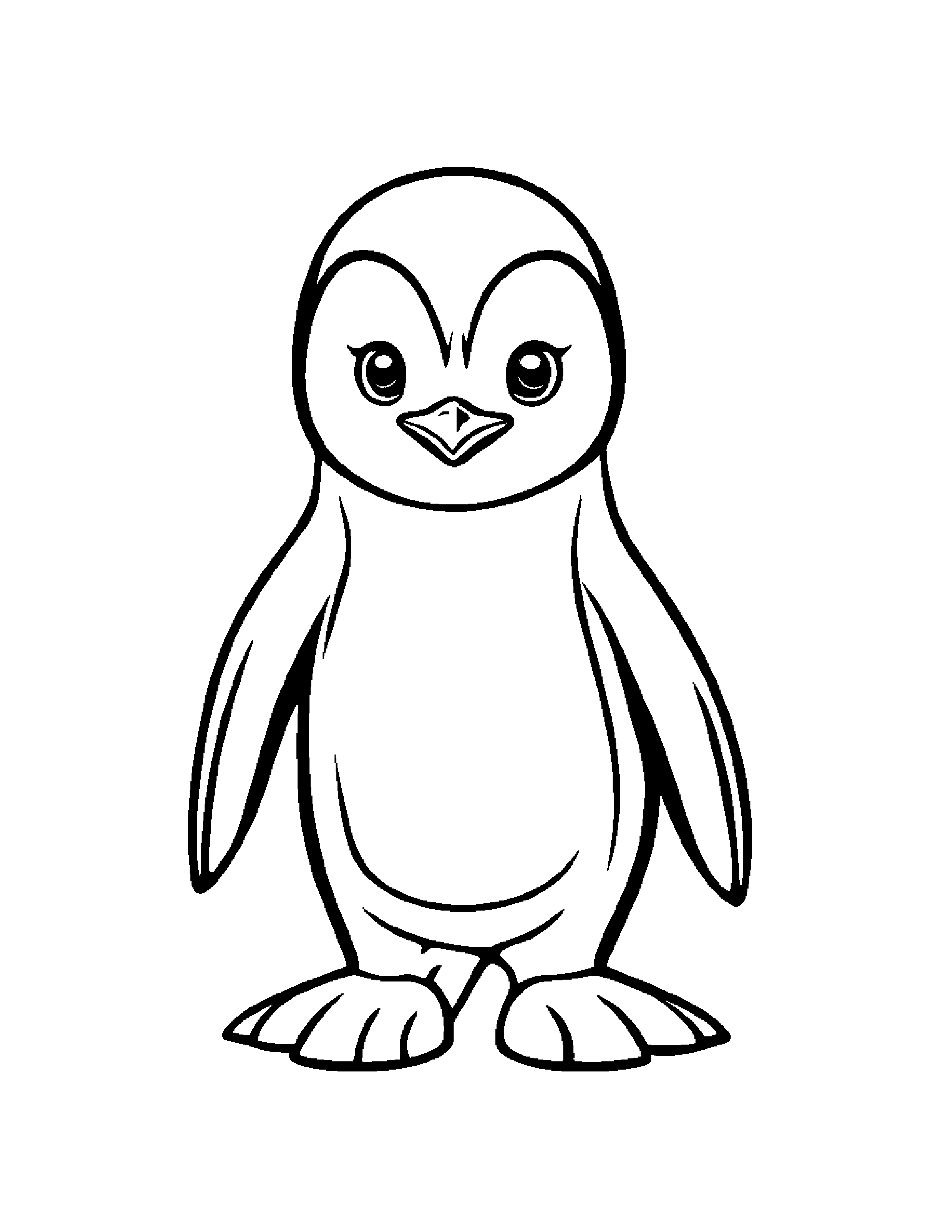 Penguin Chick With A Tiny Bow #2 Coloring Page (Free Printable PDF)