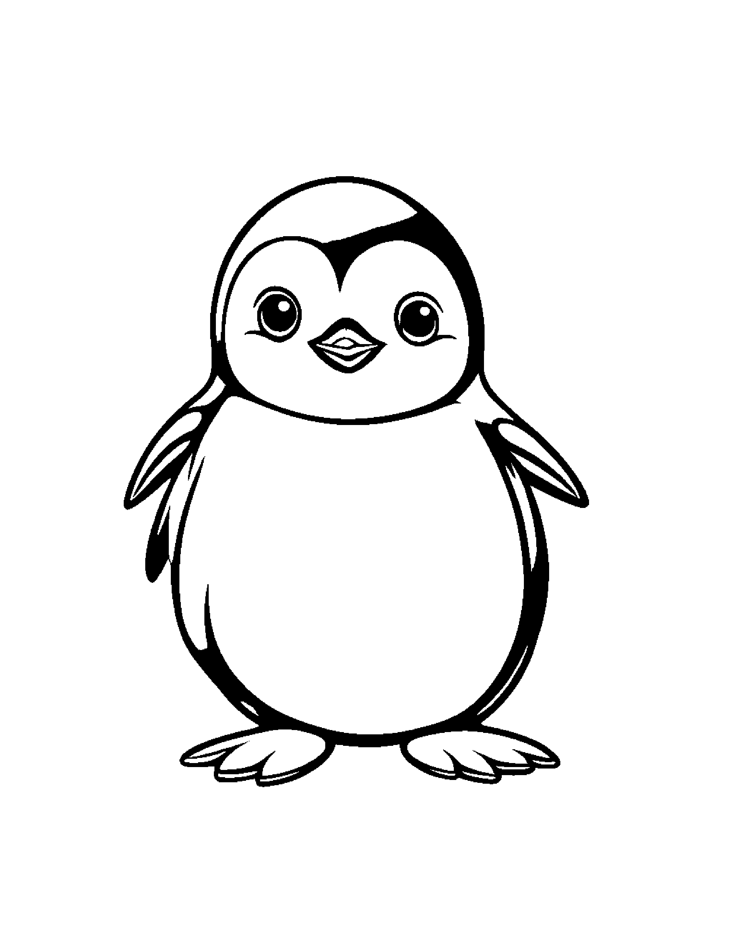 Penguin Chick With A Tiny Bow #3 Coloring Page (Free Printable PDF)