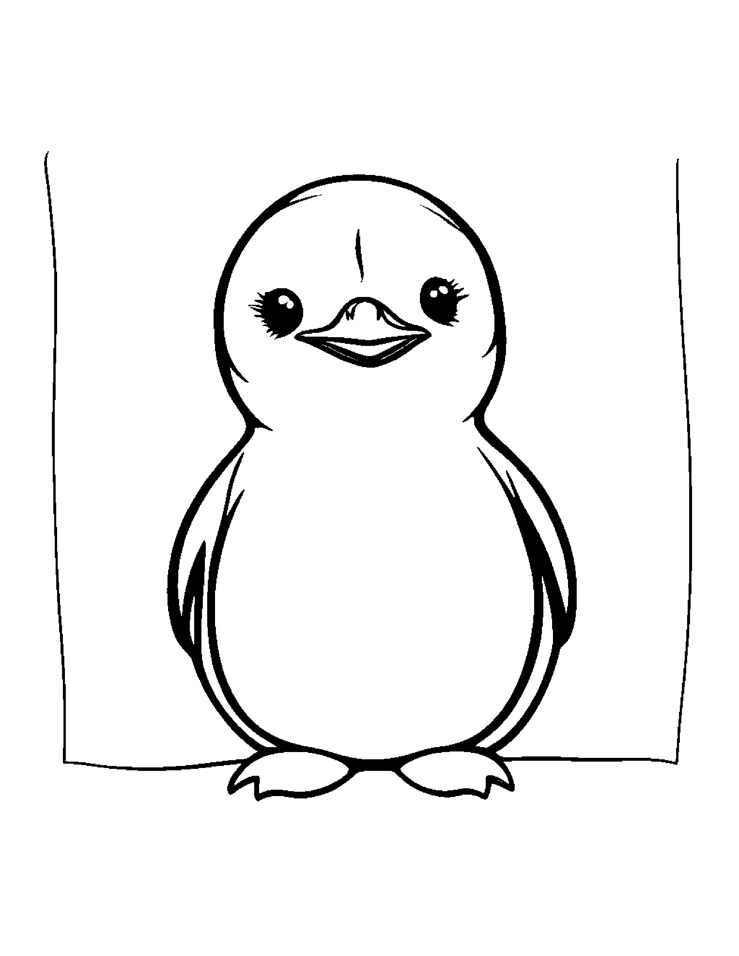 Penguin Chick With A Tiny Bow Coloring Page (Free Printable PDF)
