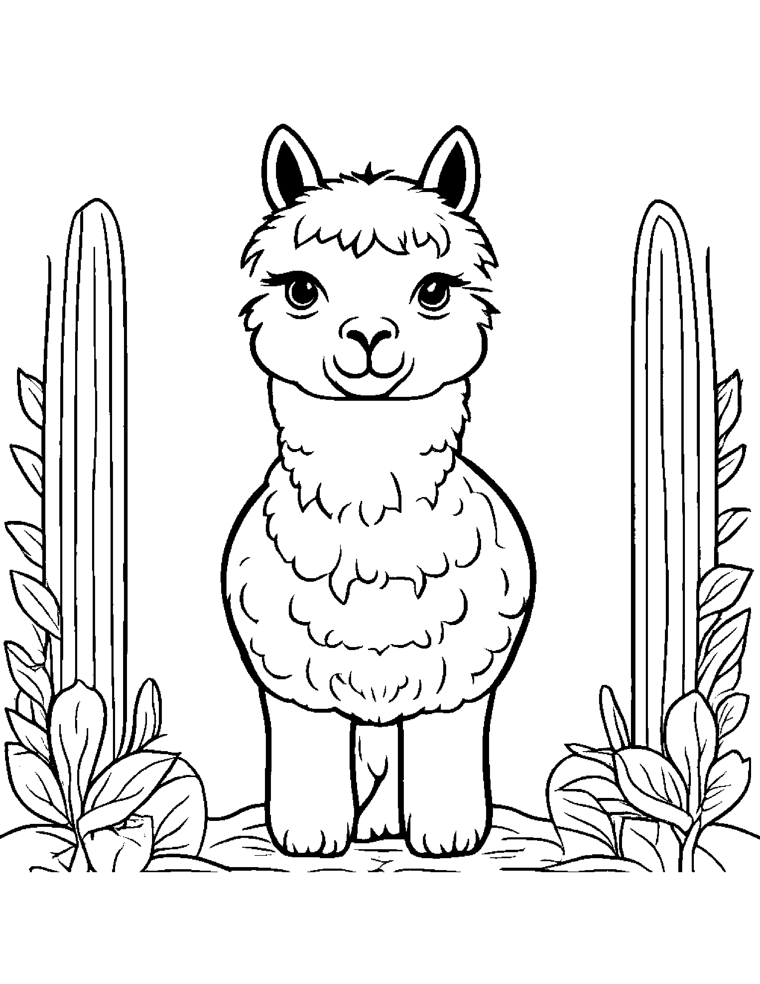 Quiet Alpaca #2 Coloring Page (Free Printable PDF)