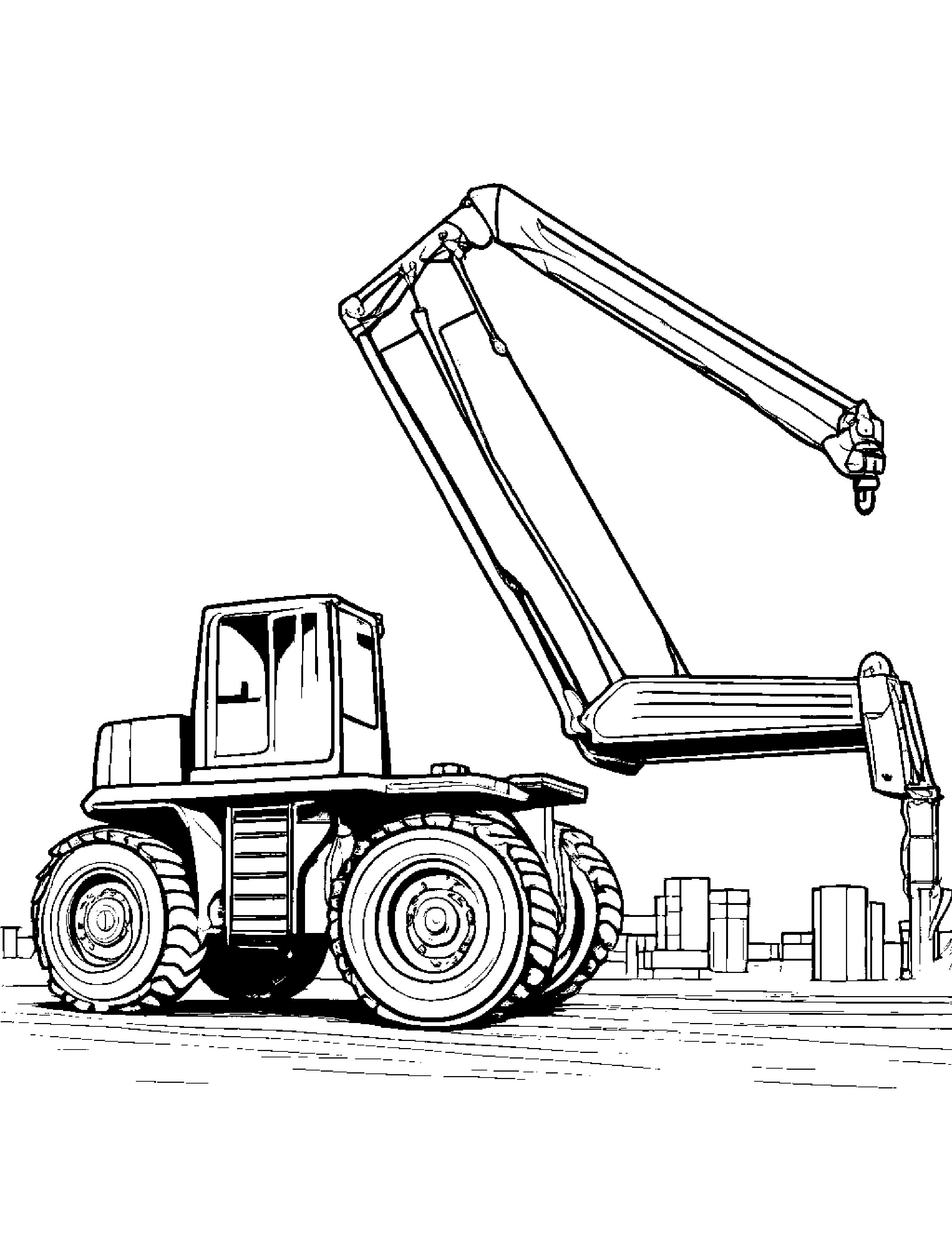 A Construction Worker Using A Crane To Lift Heavy Equipment Coloring Page (Free Printable PDF)