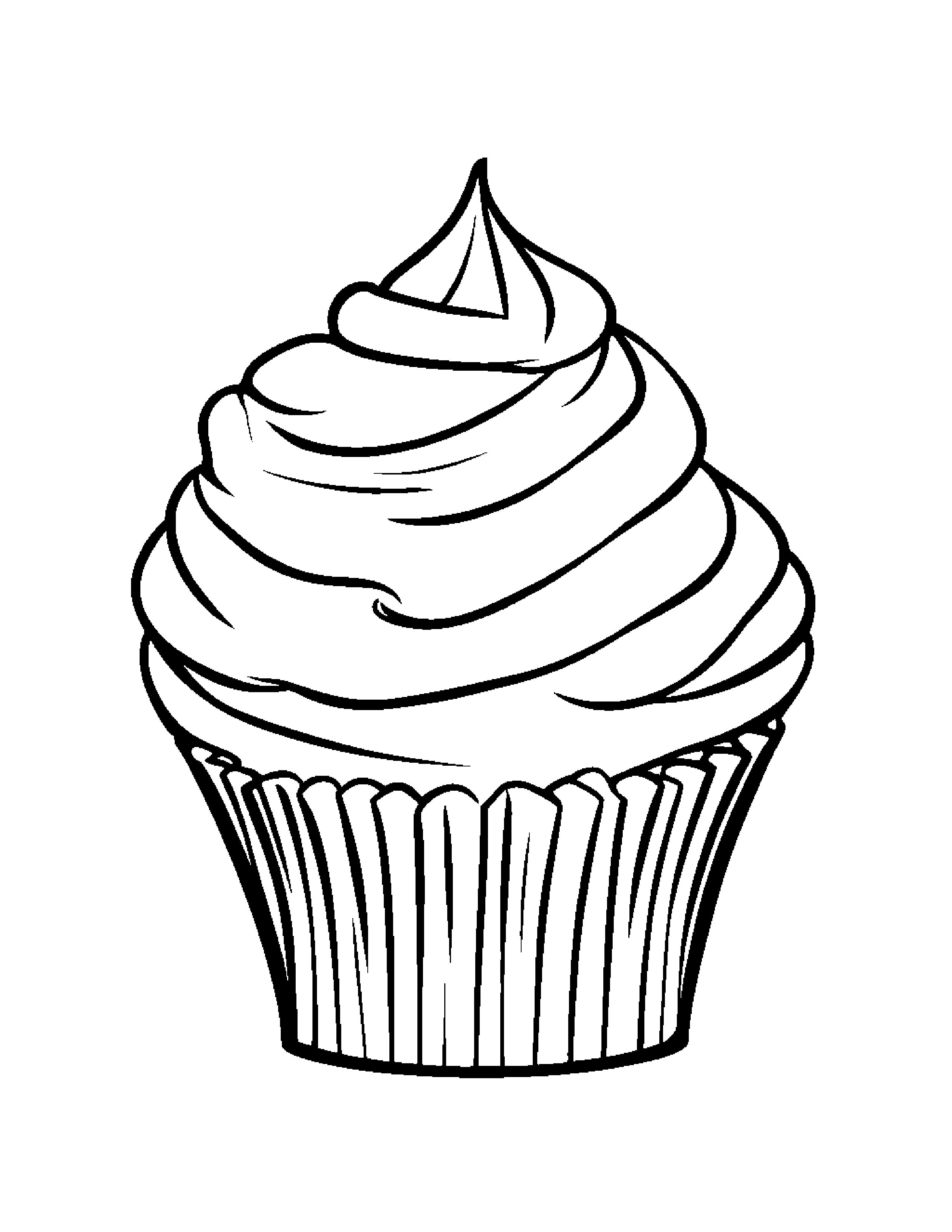 Cupcake #2 Coloring Page (Free Printable PDF)