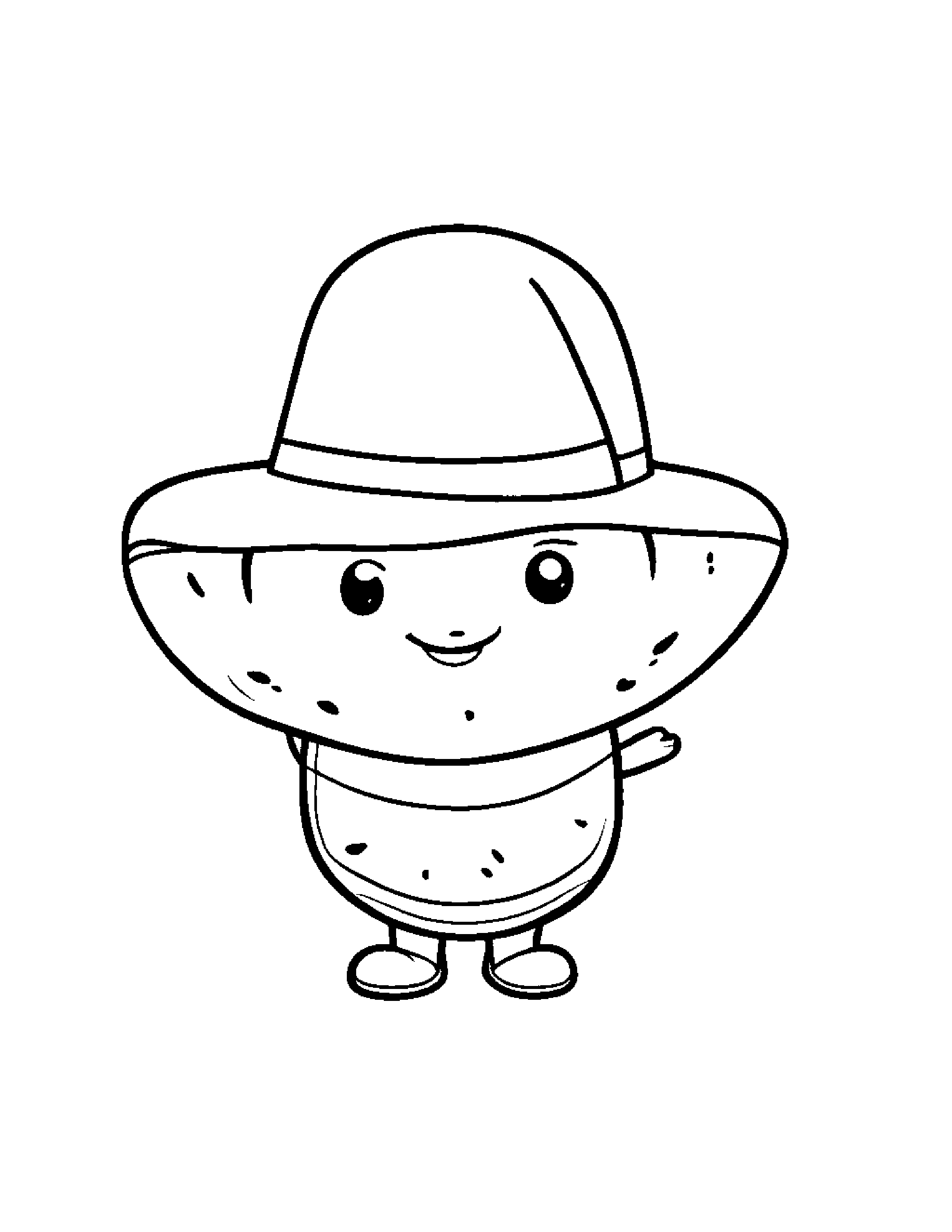 Baby Watermelon Slice Wearing A Hat #2 Coloring Page (Free Printable PDF)