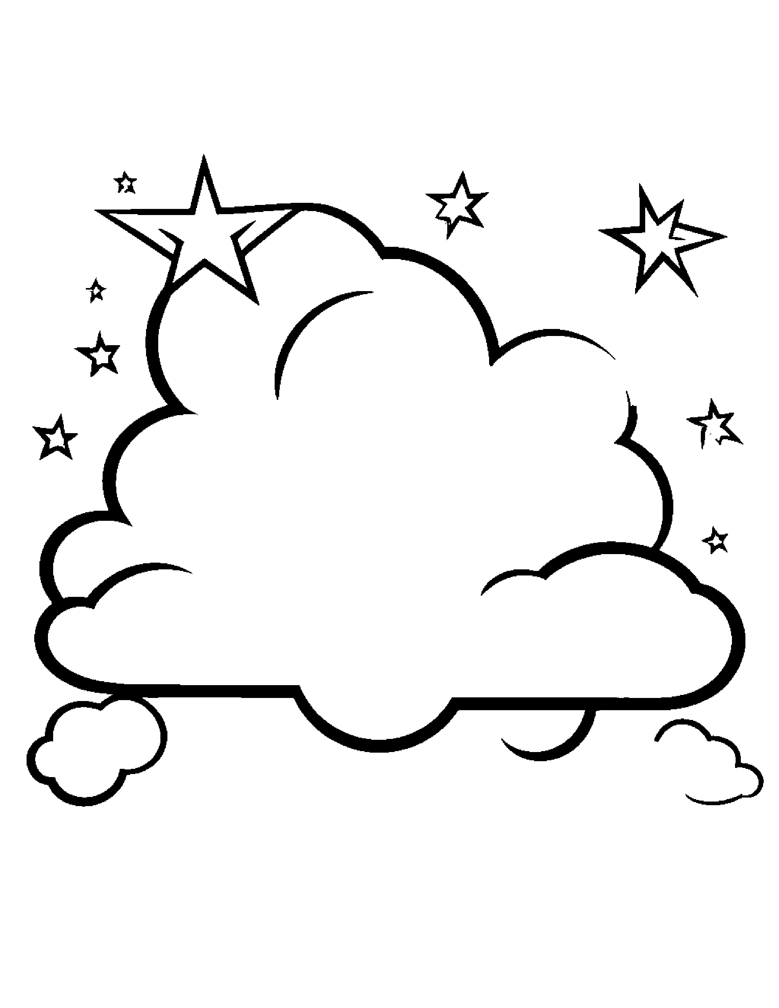 Cloud With A Star #2 Coloring Page (Free Printable PDF)