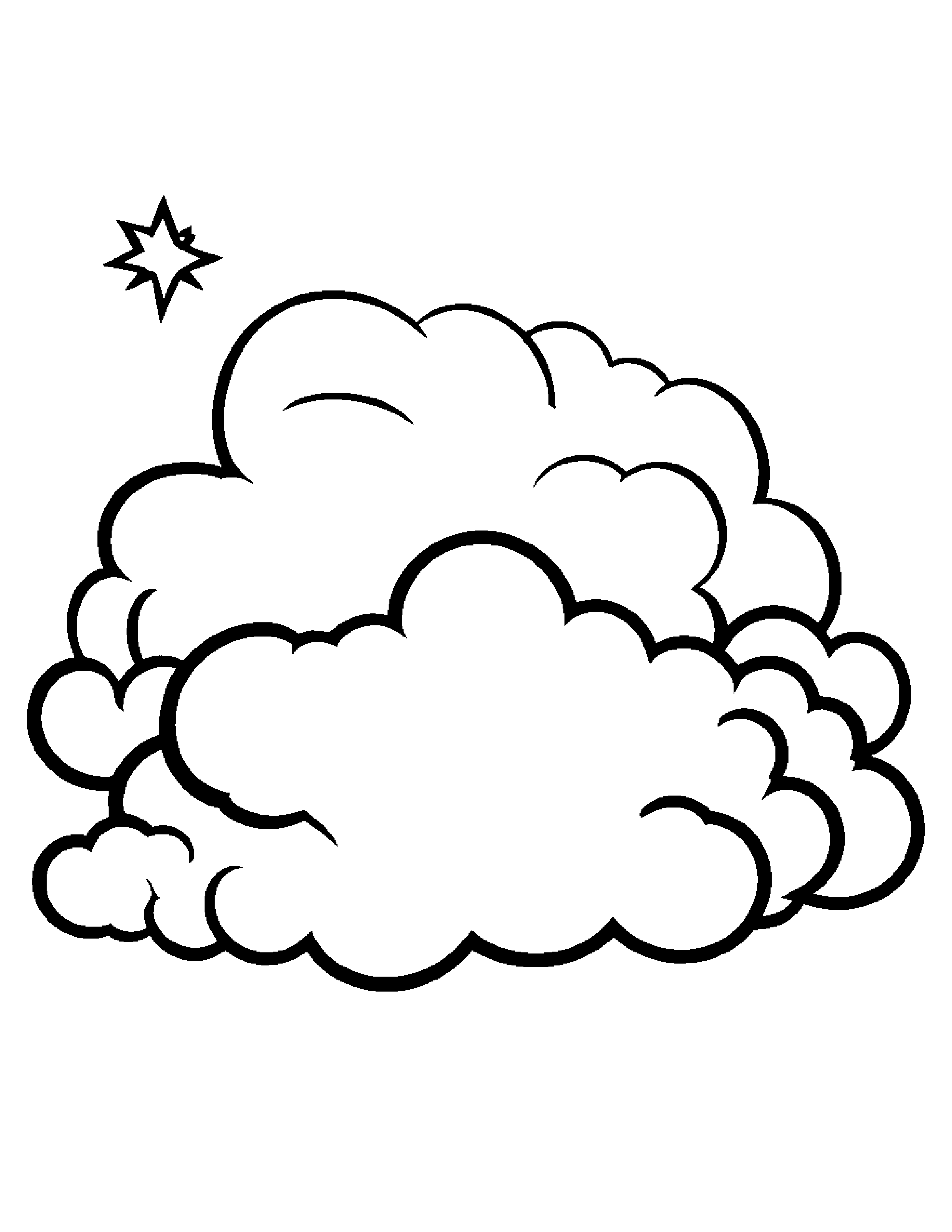 Cloud With A Star Coloring Page (Free Printable PDF)