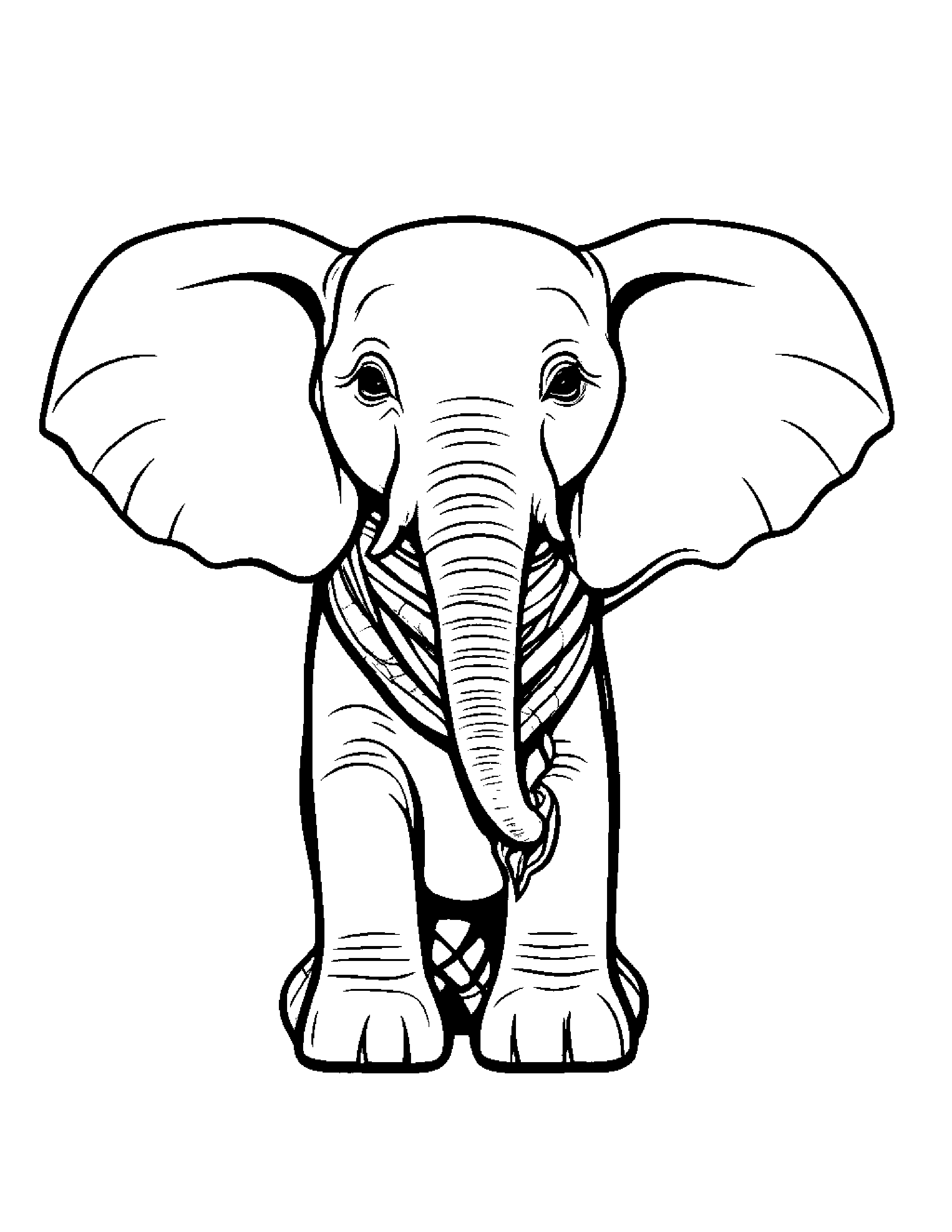 Elephant Calf With Scarf #2 Coloring Page (Free Printable PDF)