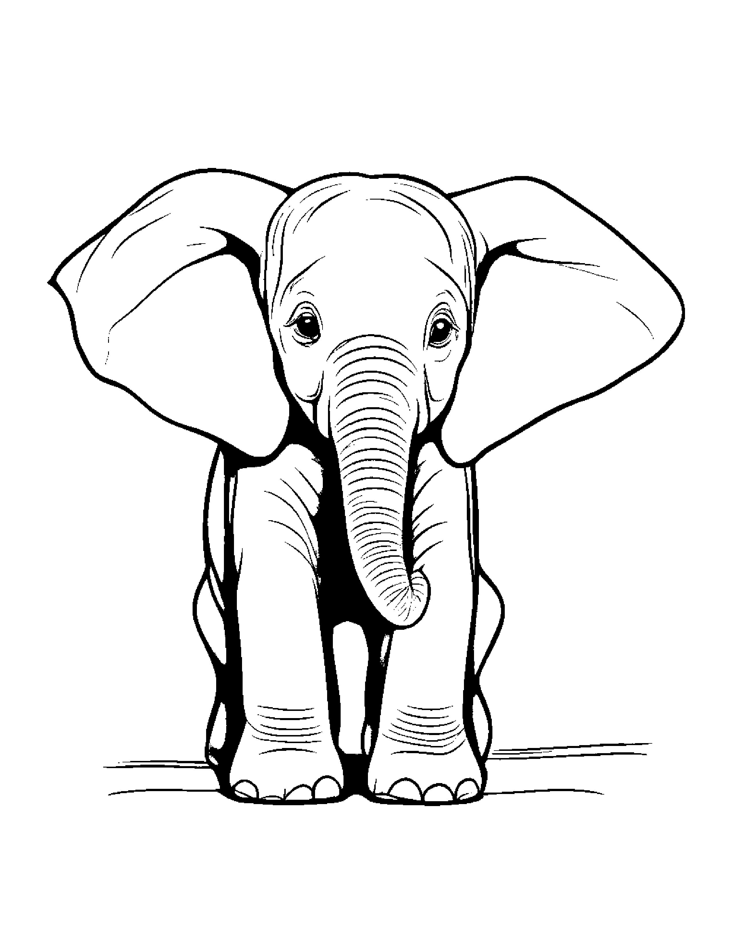 Elephant Calf With Scarf Coloring Page (Free Printable PDF)