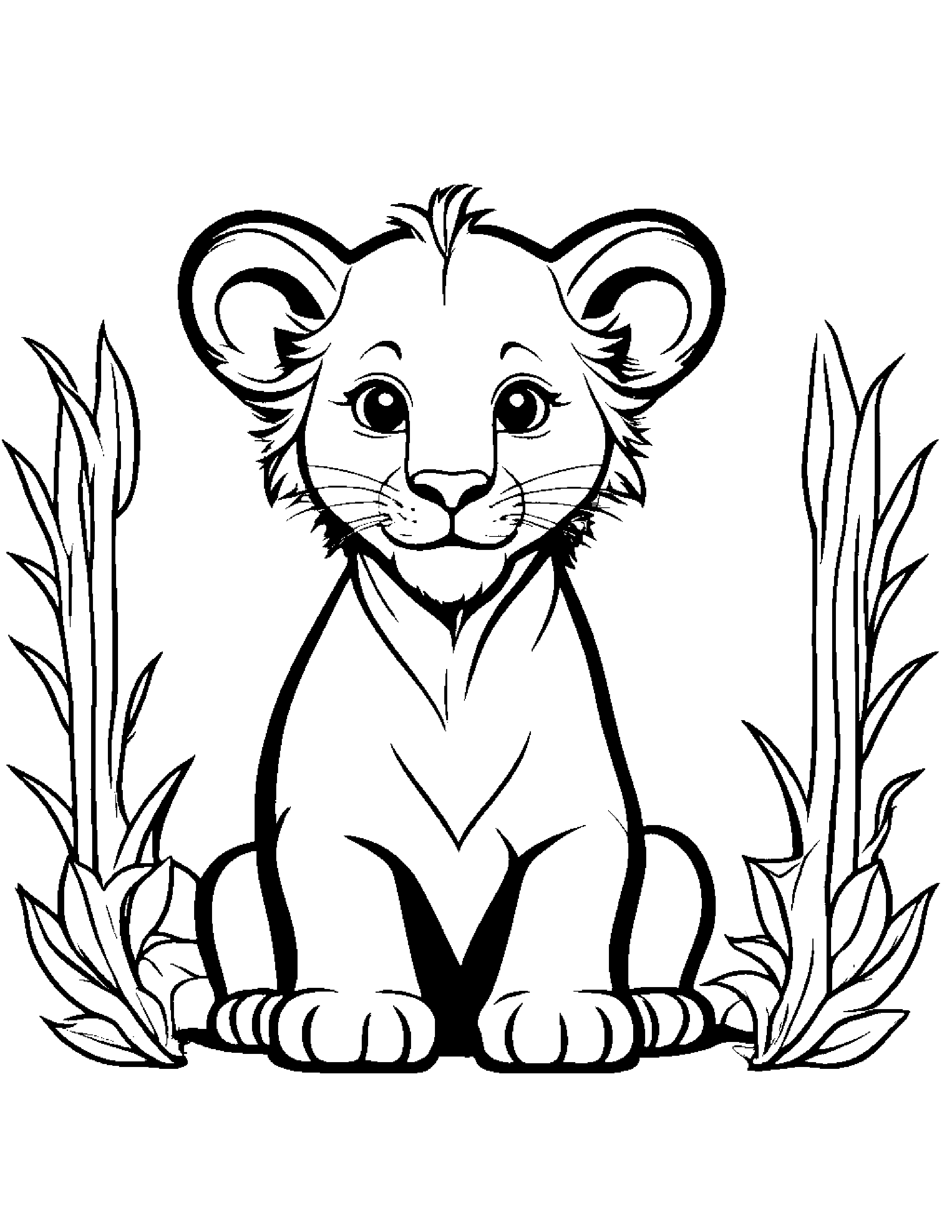 Happy Lion Cub #2 Coloring Page (Free Printable PDF)
