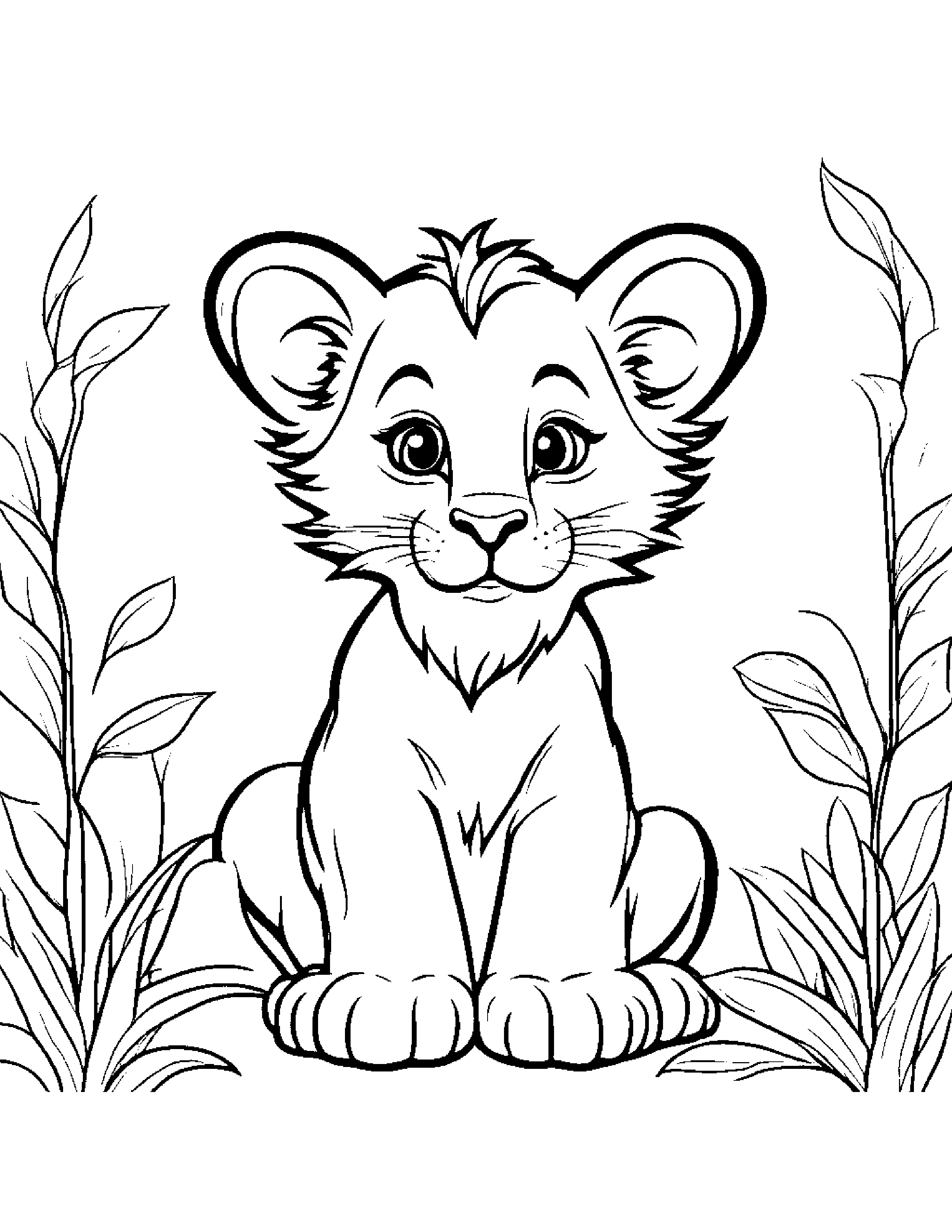 Happy Lion Cub Coloring Page (Free Printable PDF)