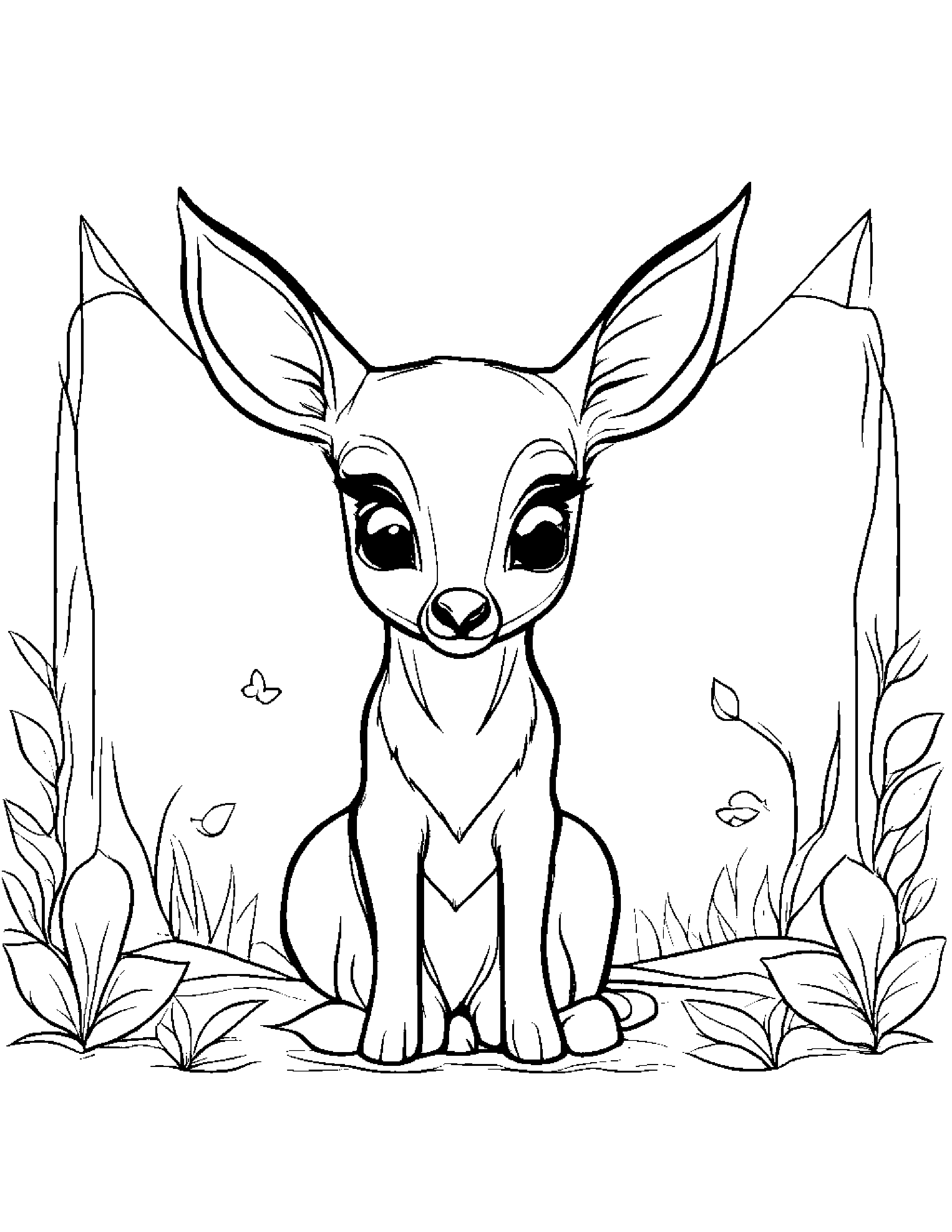 Little Deer Fawn With A Kite #3 Coloring Page (Free Printable PDF)