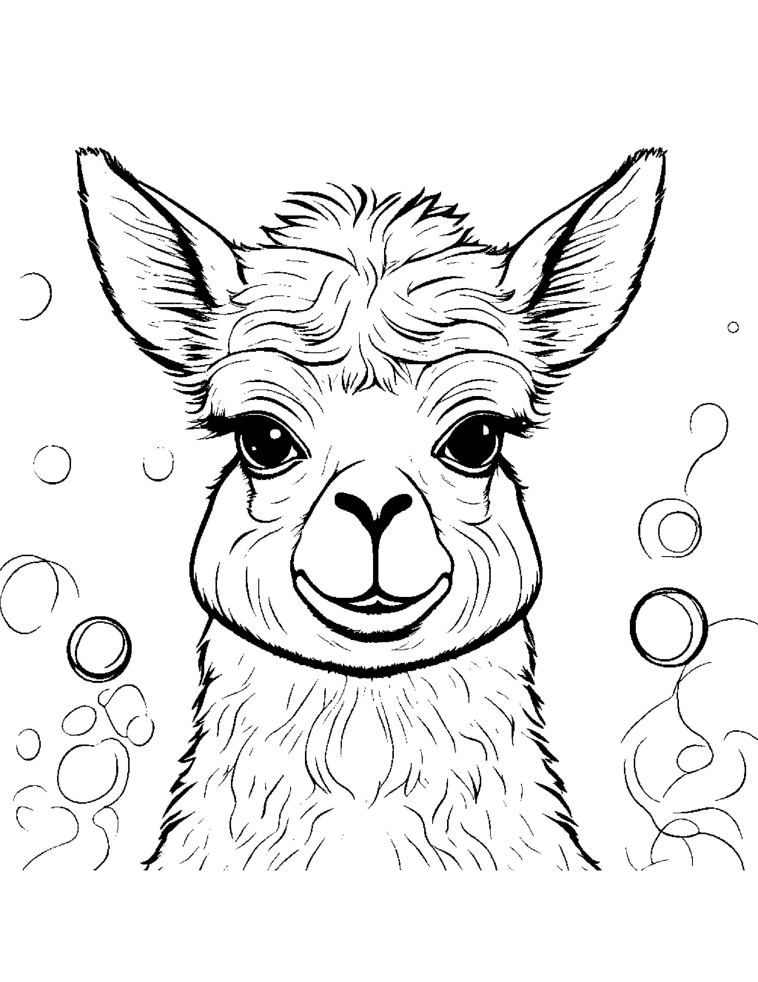 Sleepy Alpaca Blowing Bubbles #2 Coloring Page (Free Printable PDF)