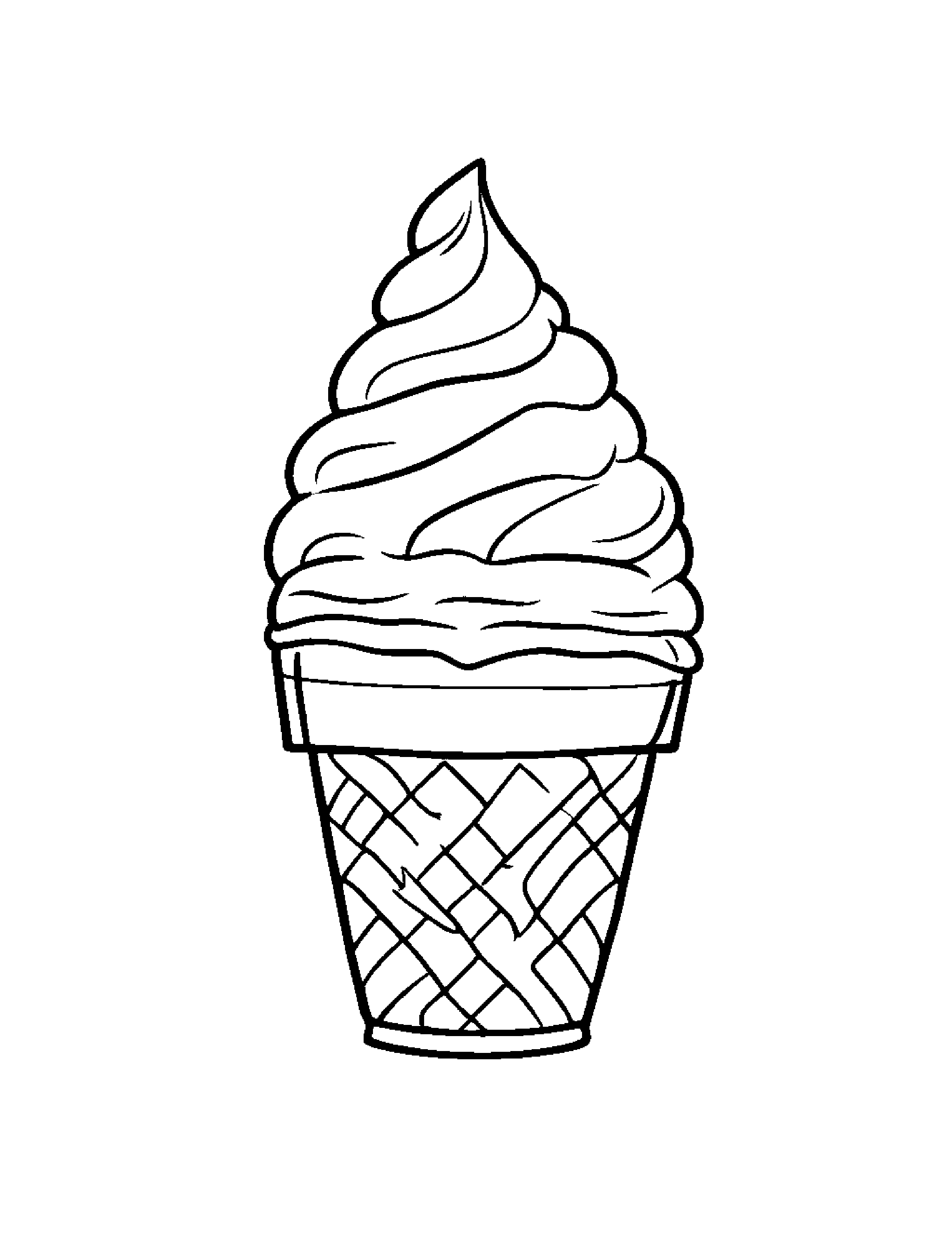 Smiling Ice Cream Cone #2 Coloring Page (Free Printable PDF)