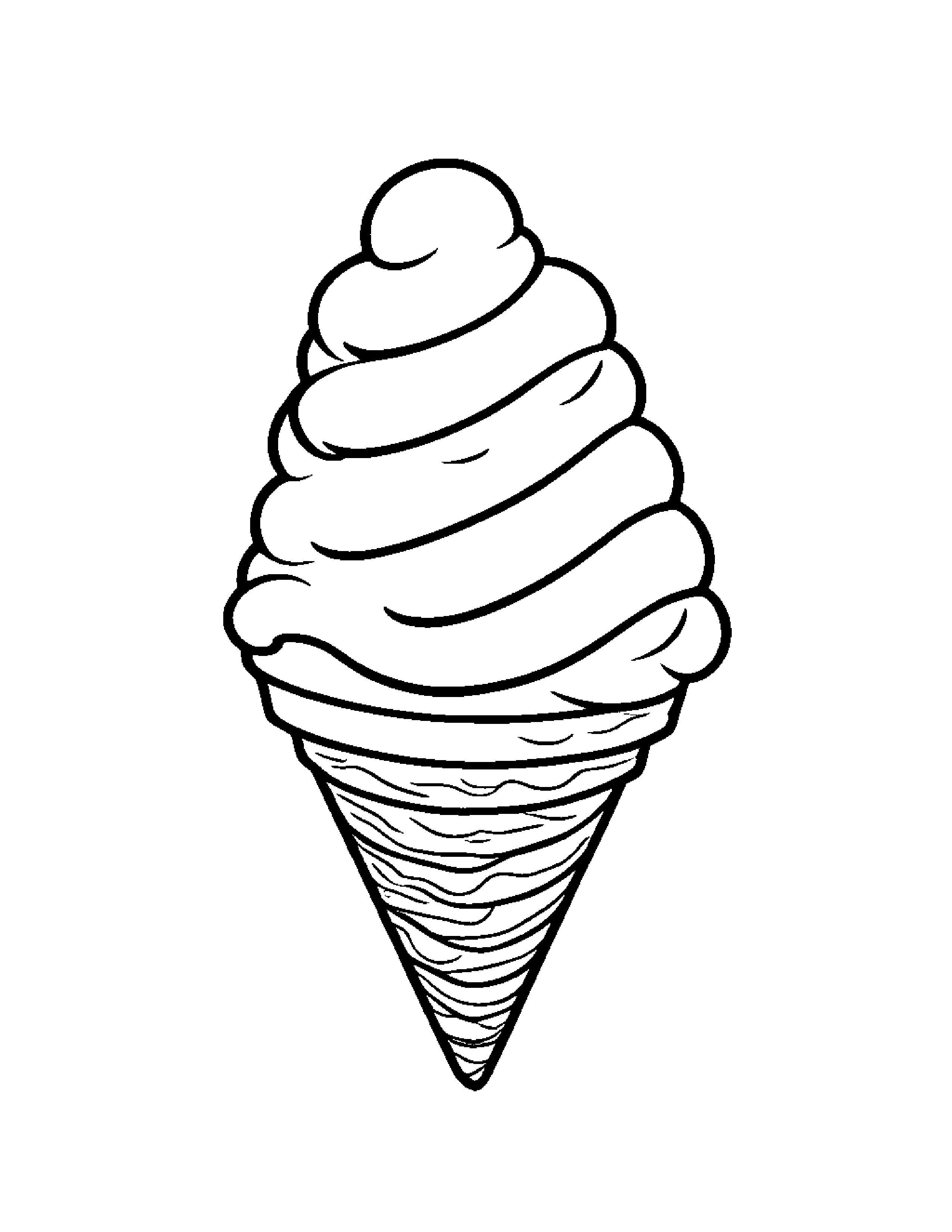 Smiling Ice Cream Cone #3 Coloring Page (Free Printable PDF)