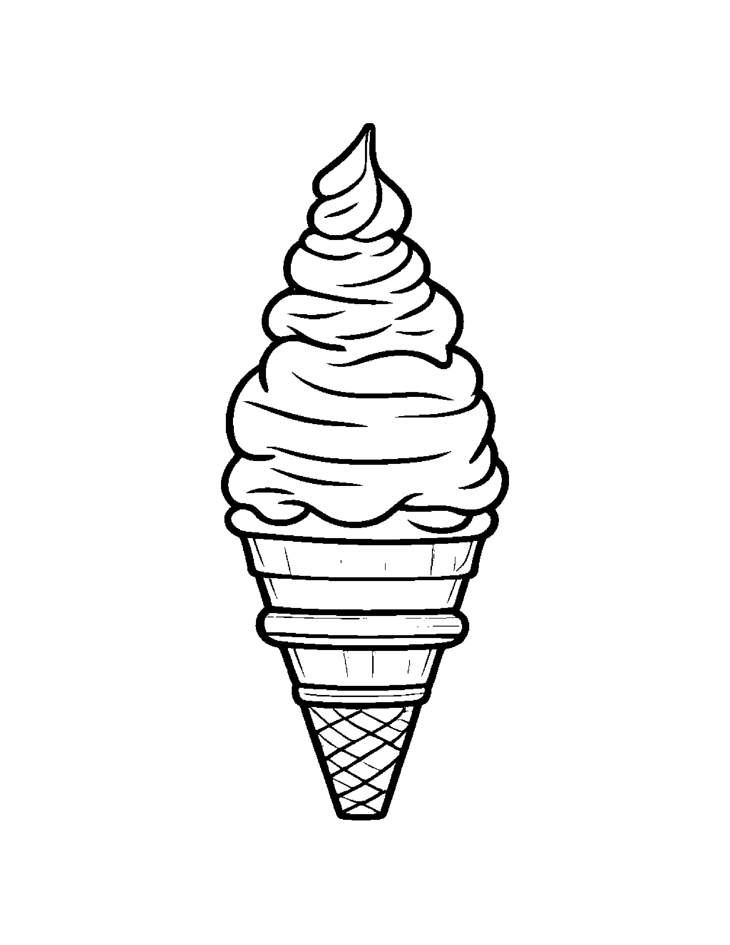 Smiling Ice Cream Cone Coloring Page (Free Printable PDF)