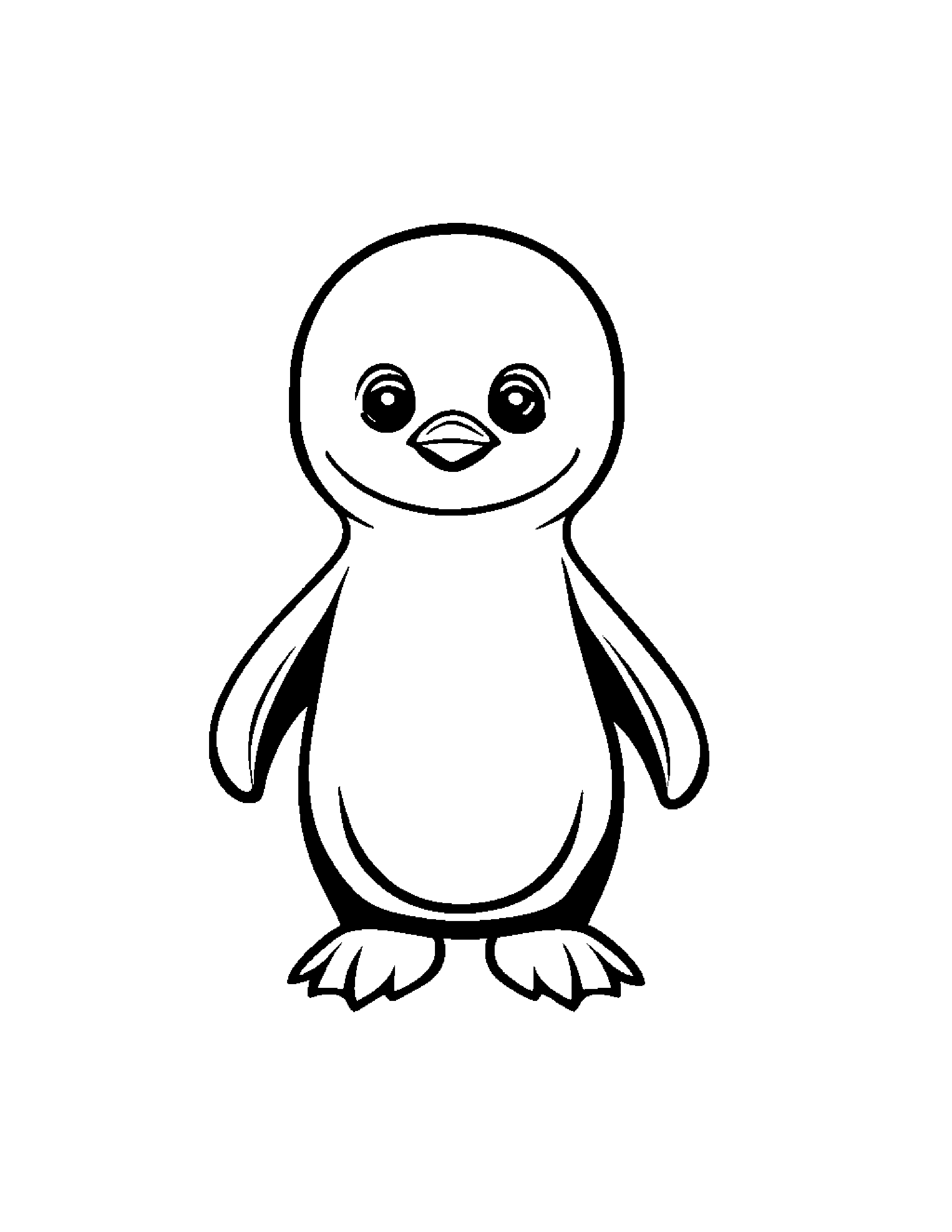 Baby Penguin With A Star #2 Coloring Page (Free Printable PDF)