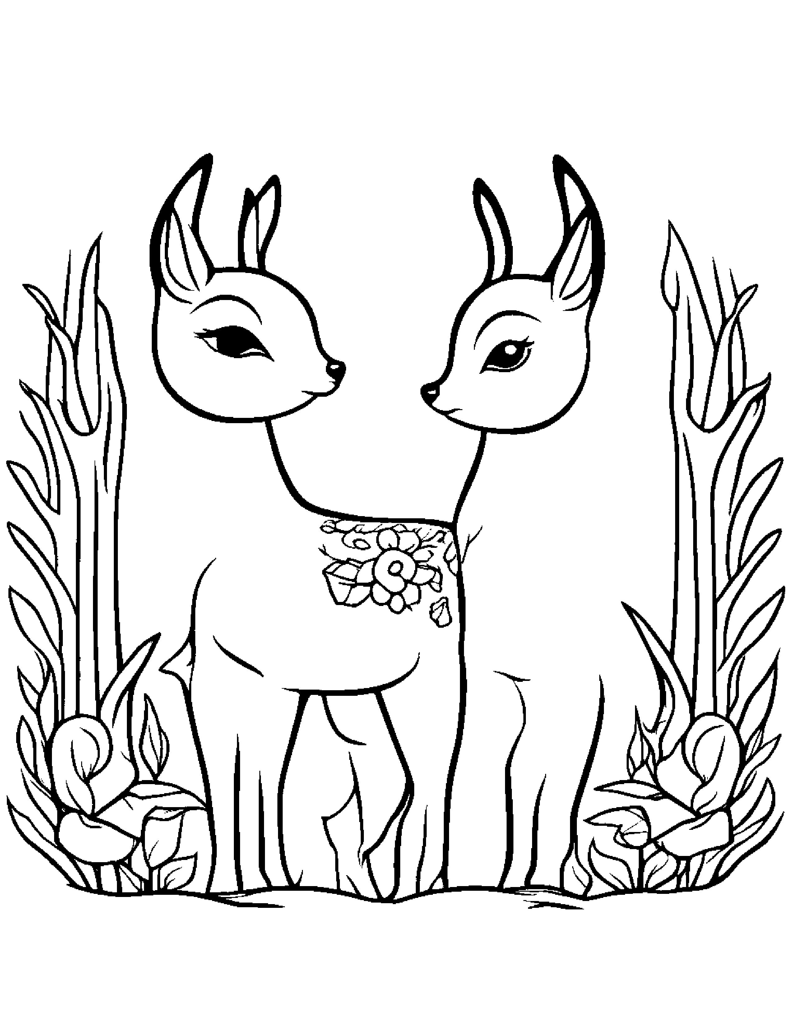 Kawaii Deer Fawn #2 Coloring Page (Free Printable PDF)