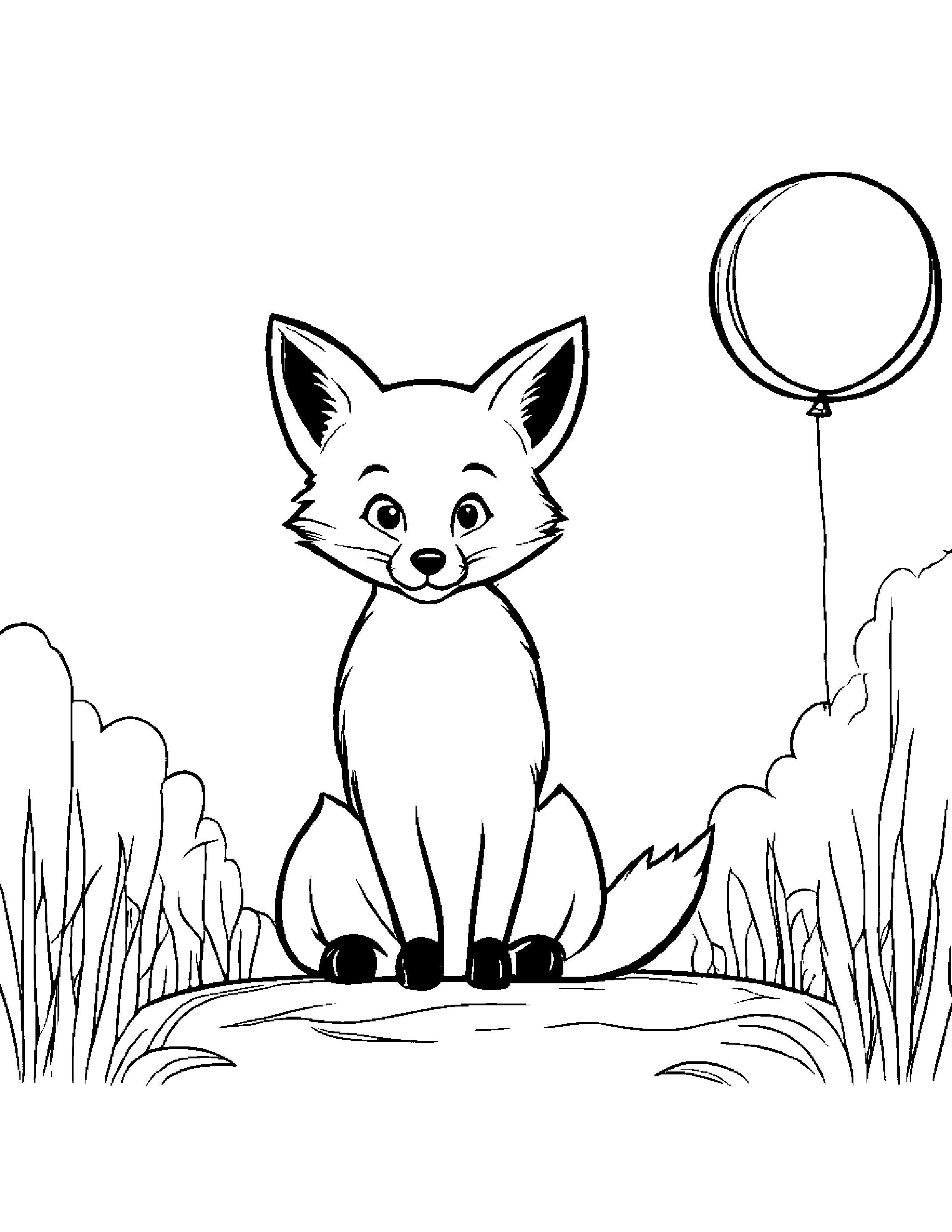 Fox With Balloon Coloring Page (Free Printable PDF)
