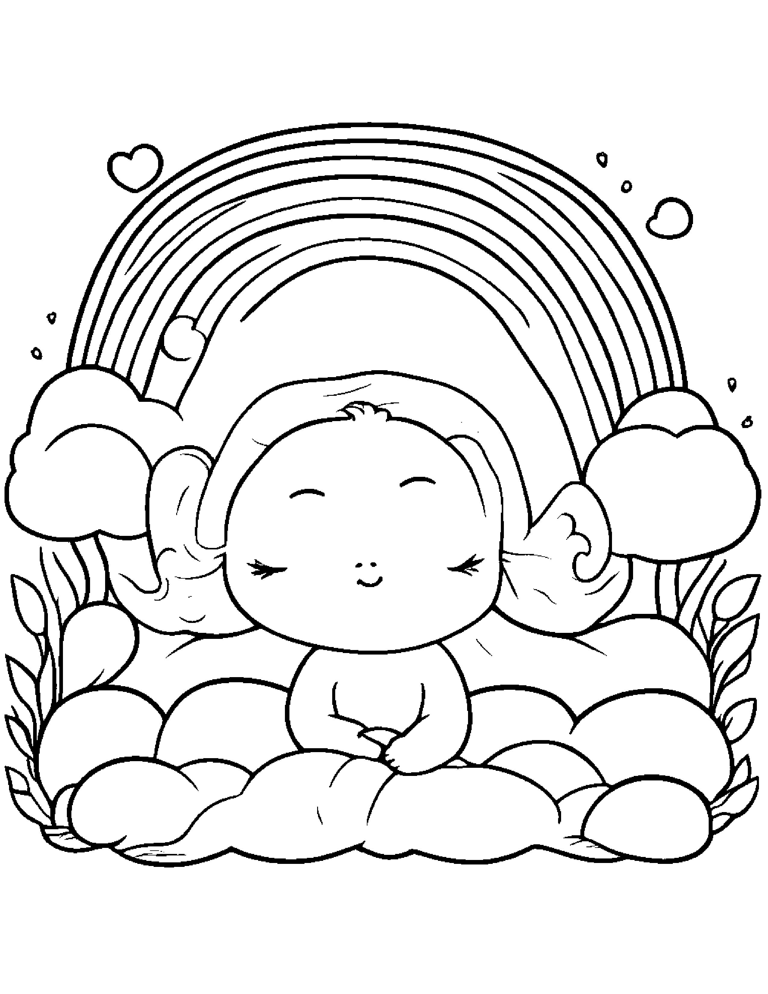 Sleepy Rainbow #2 Coloring Page (Free Printable PDF)