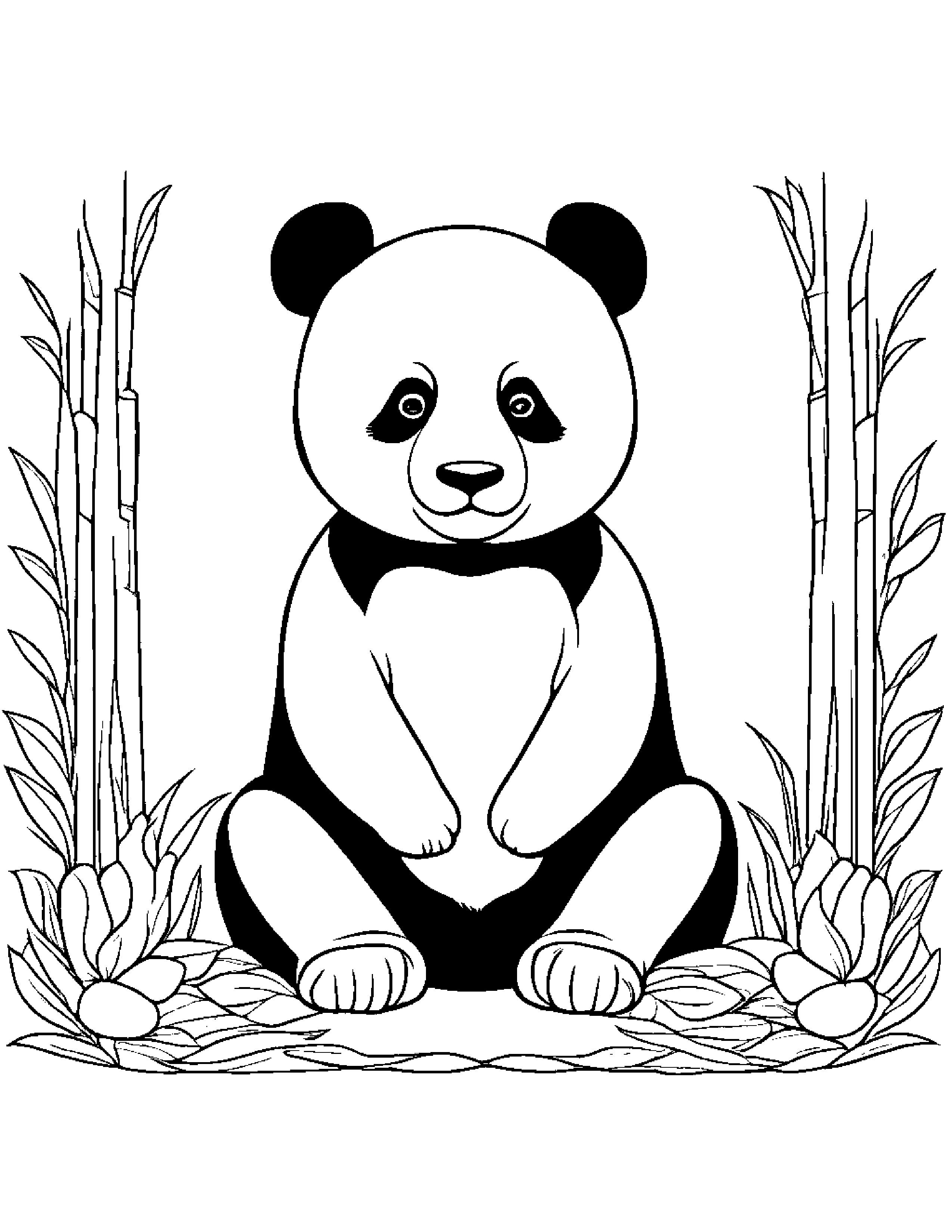 Gentle Panda #2 Coloring Page (Free Printable PDF)