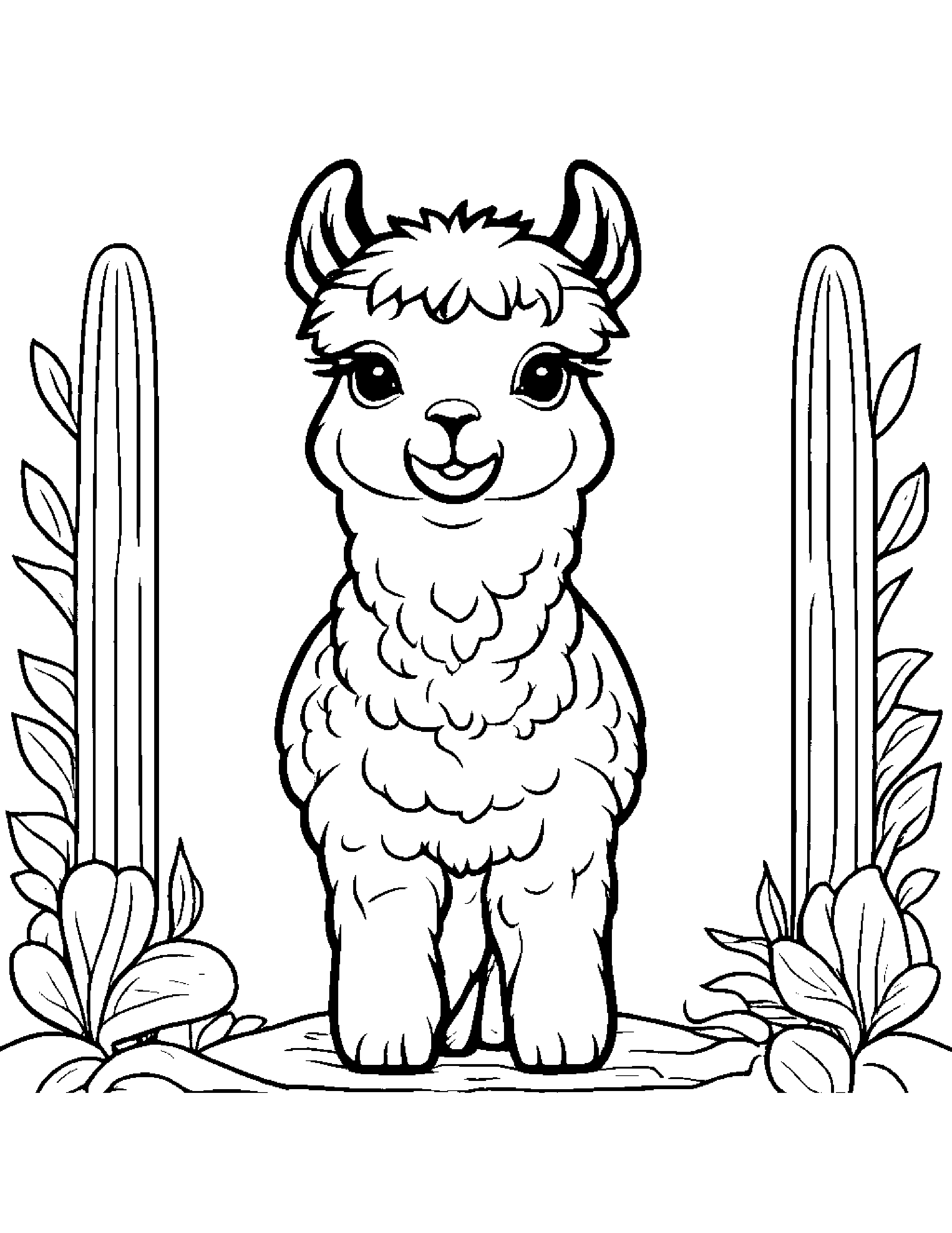 Little Alpaca #2 Coloring Page (Free Printable PDF)