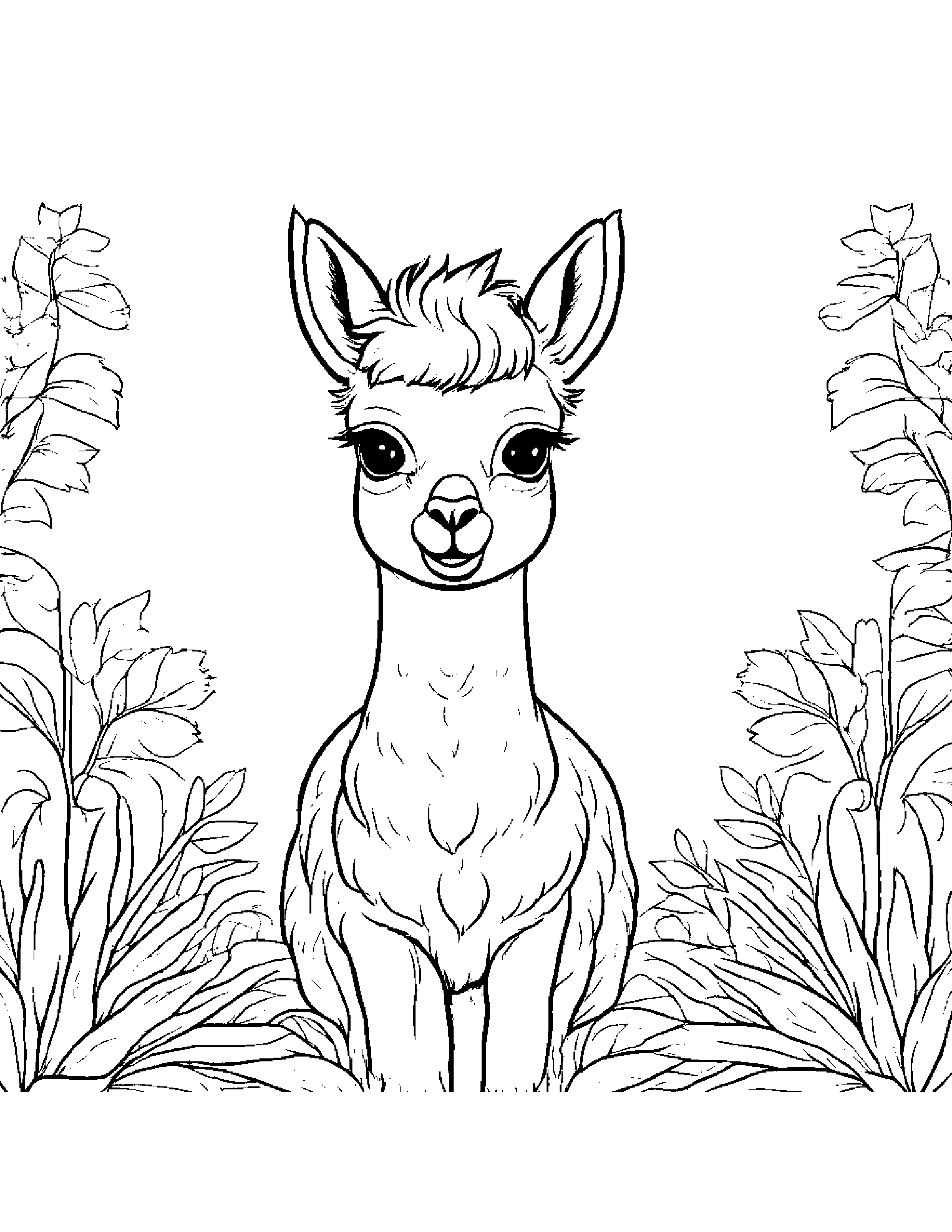 Little Alpaca Coloring Page (Free Printable PDF)