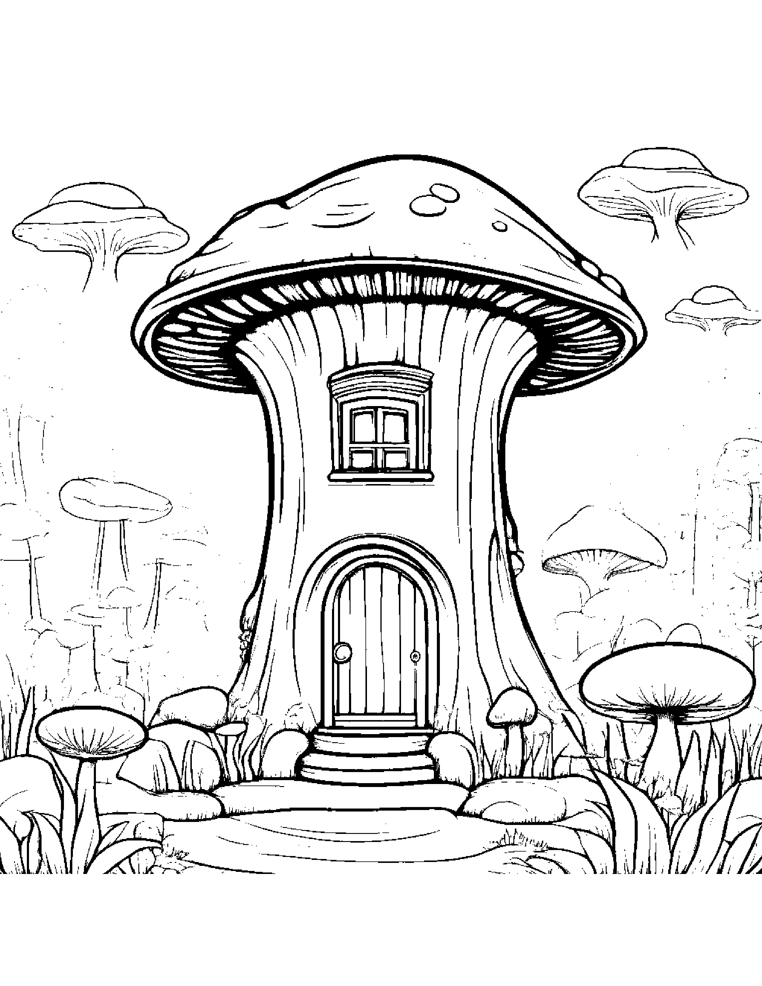 Mushroom House Coloring Page (Free Printable PDF)