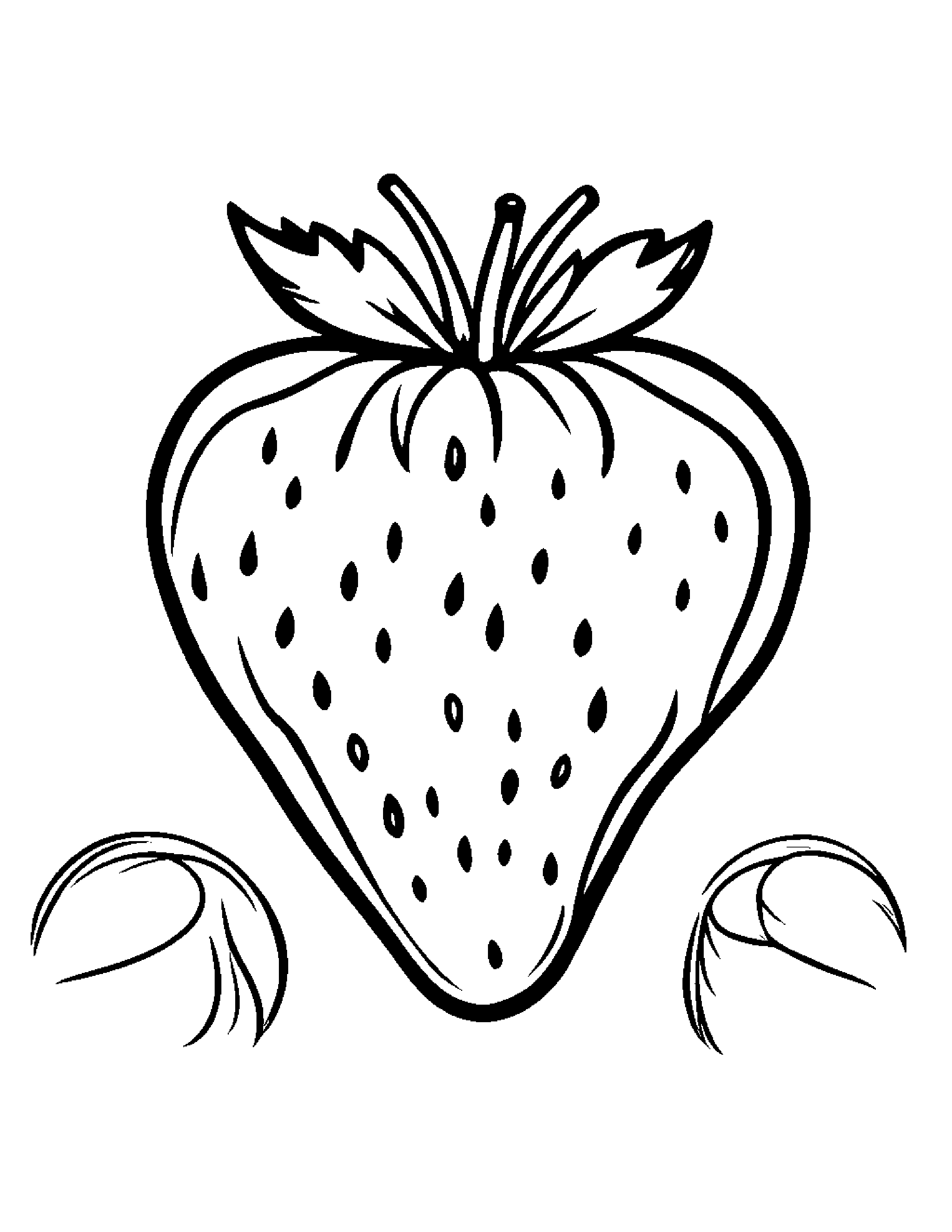 Strawberry #2 Coloring Page (Free Printable PDF)