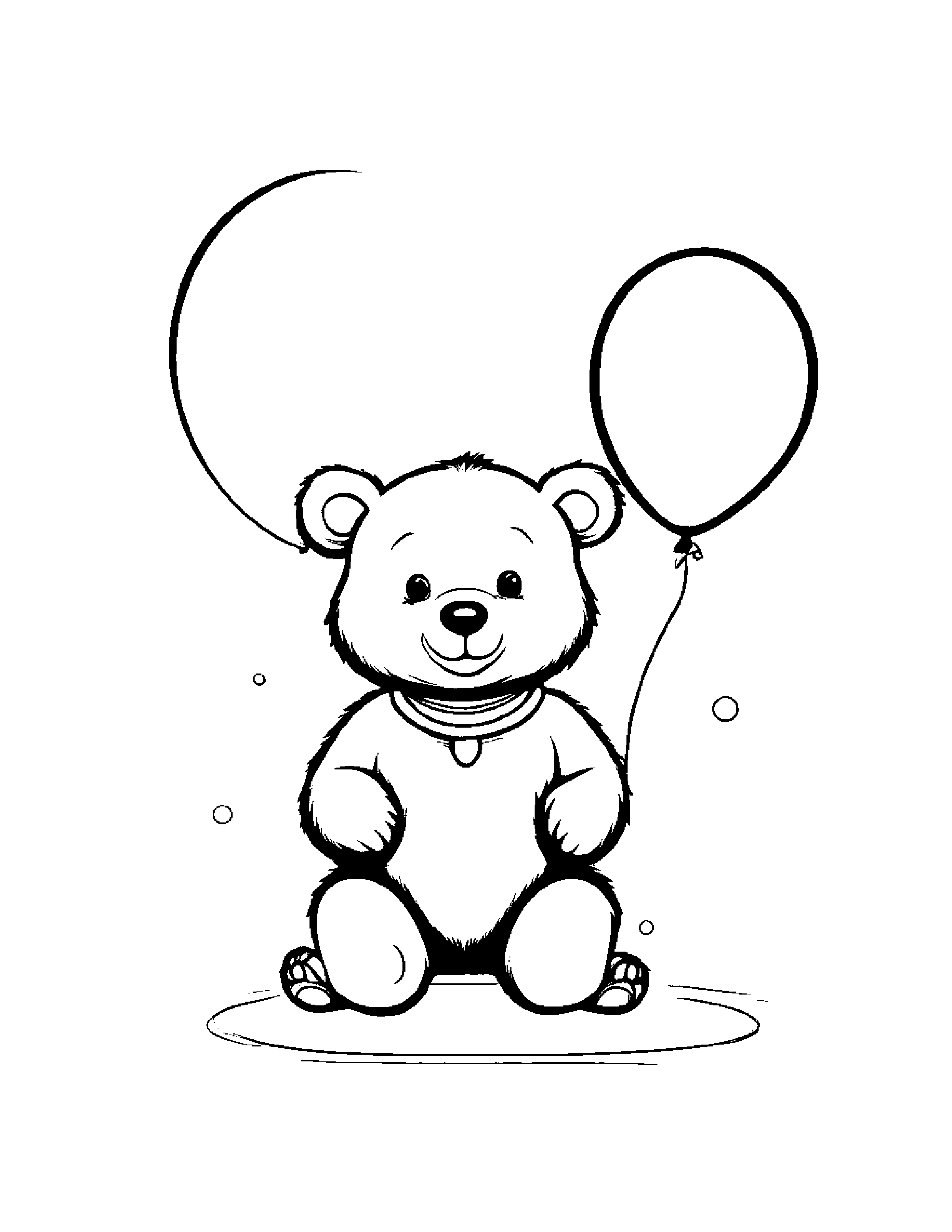 Bear Cub With Balloon #2 Coloring Page (Free Printable PDF)