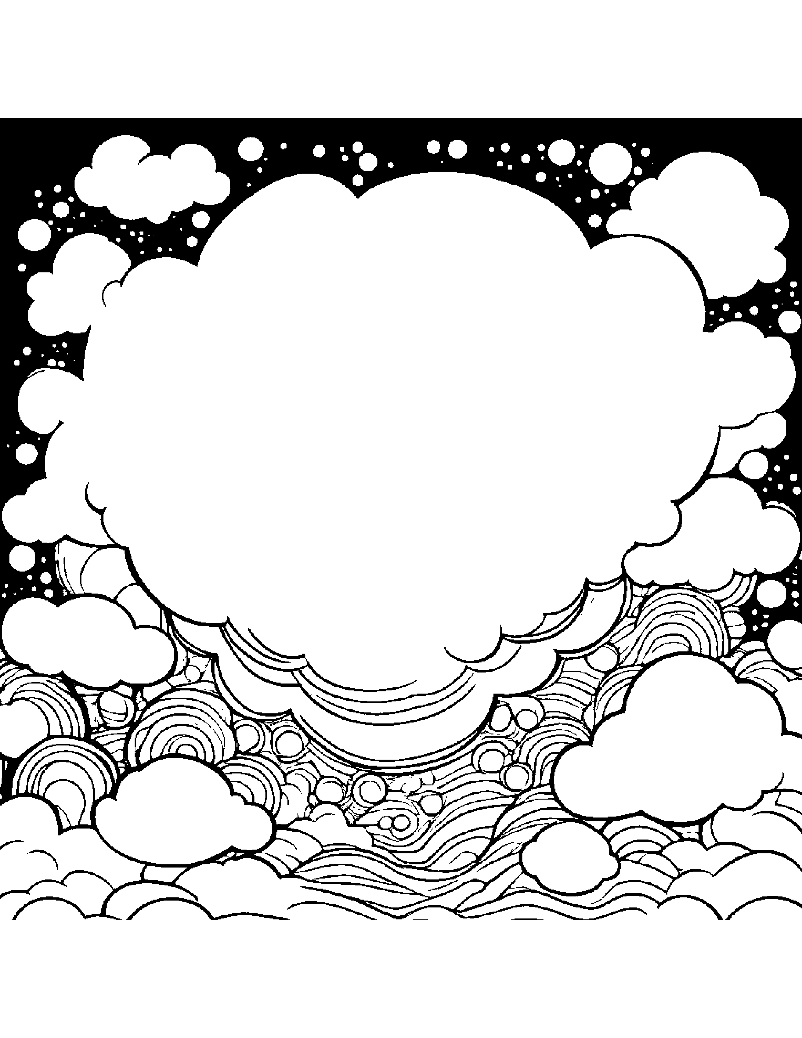 Cloud Blowing Bubbles Coloring Page (Free Printable PDF)
