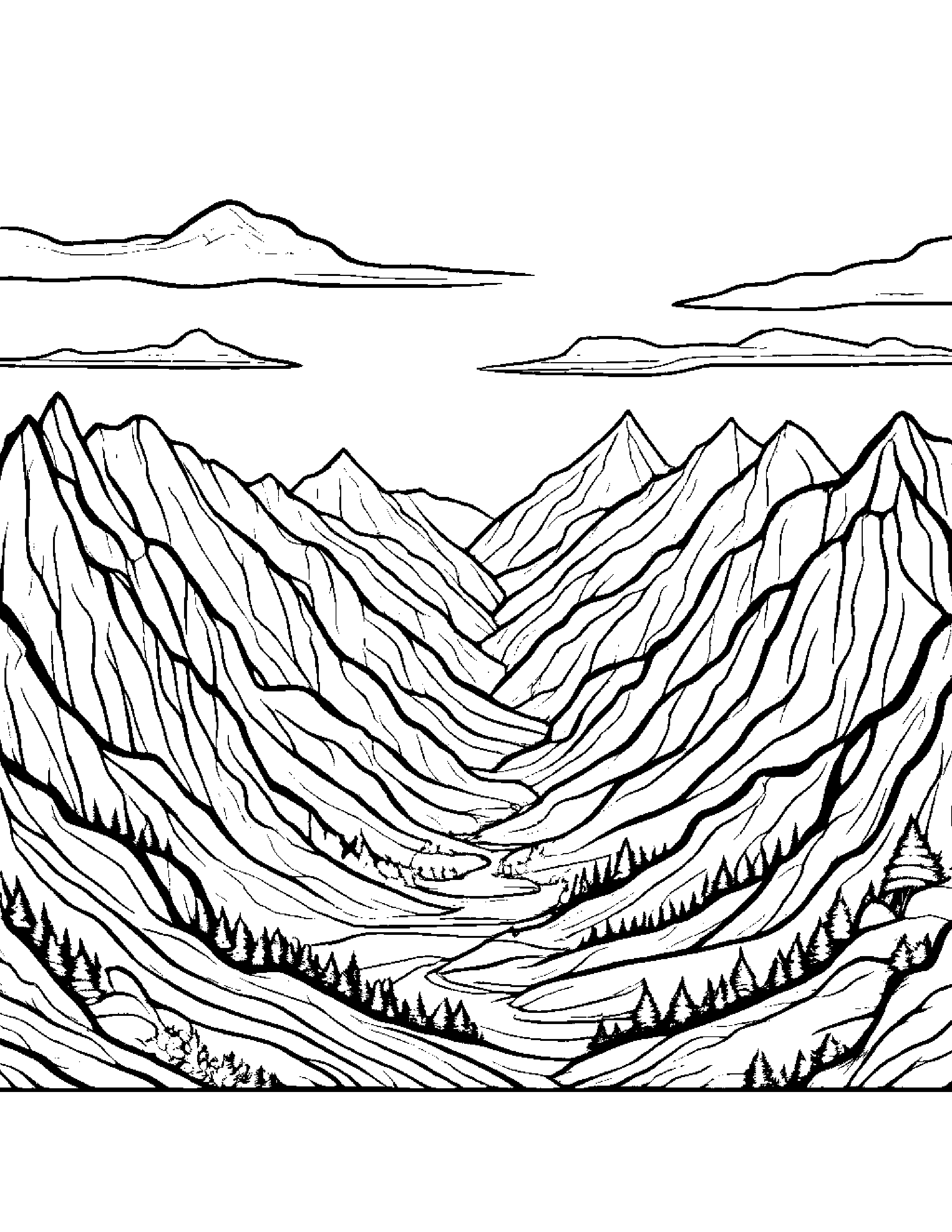 Gentle Mountain #2 Coloring Page (Free Printable PDF)