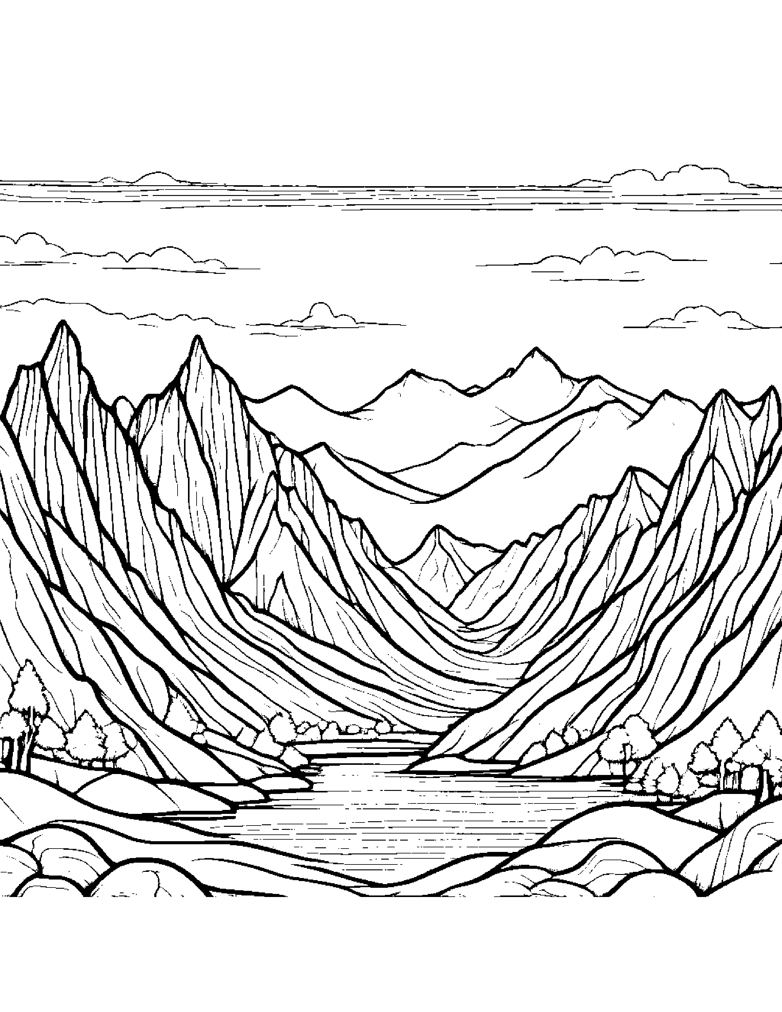 Gentle Mountain Coloring Page (Free Printable PDF)