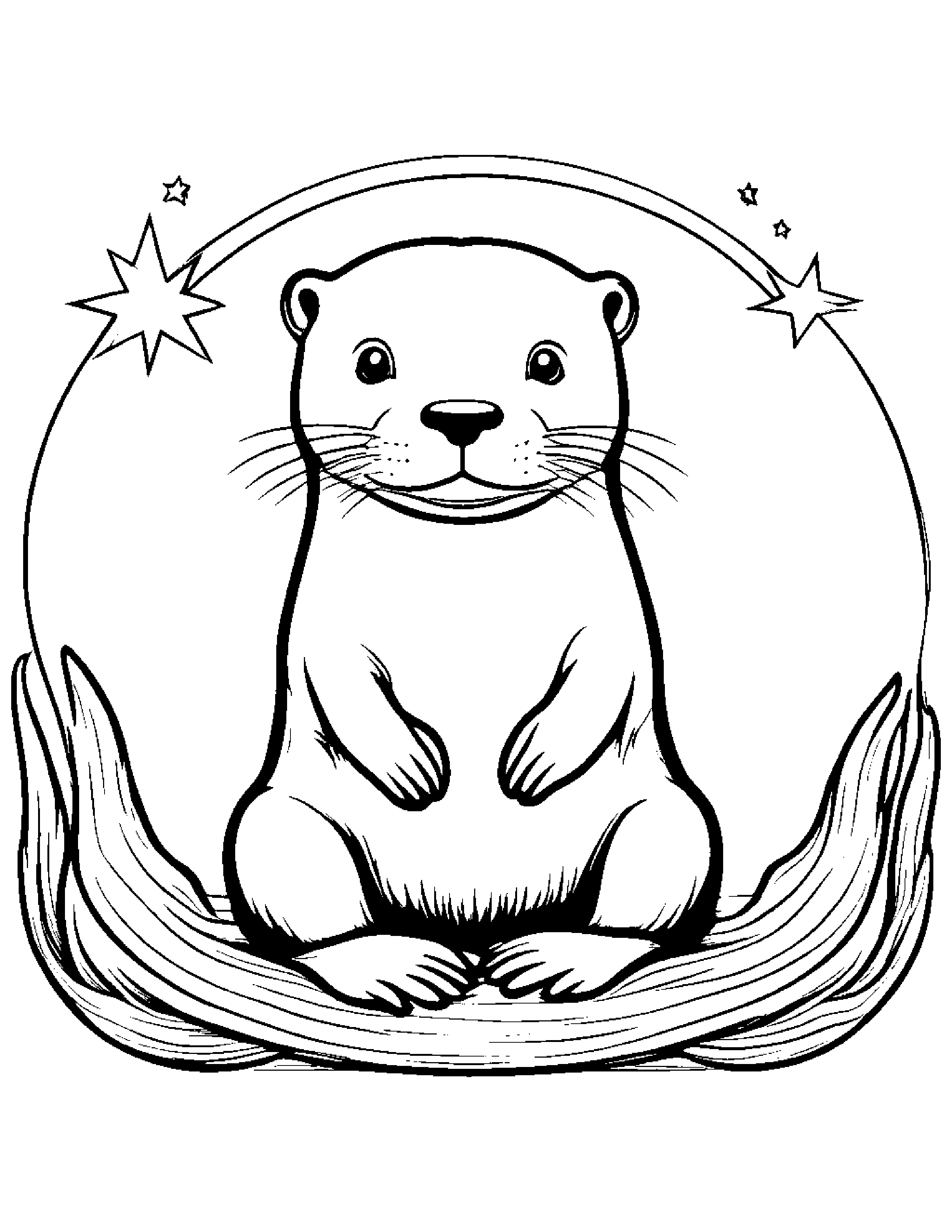 Otter With A Star #2 Coloring Page (Free Printable PDF)
