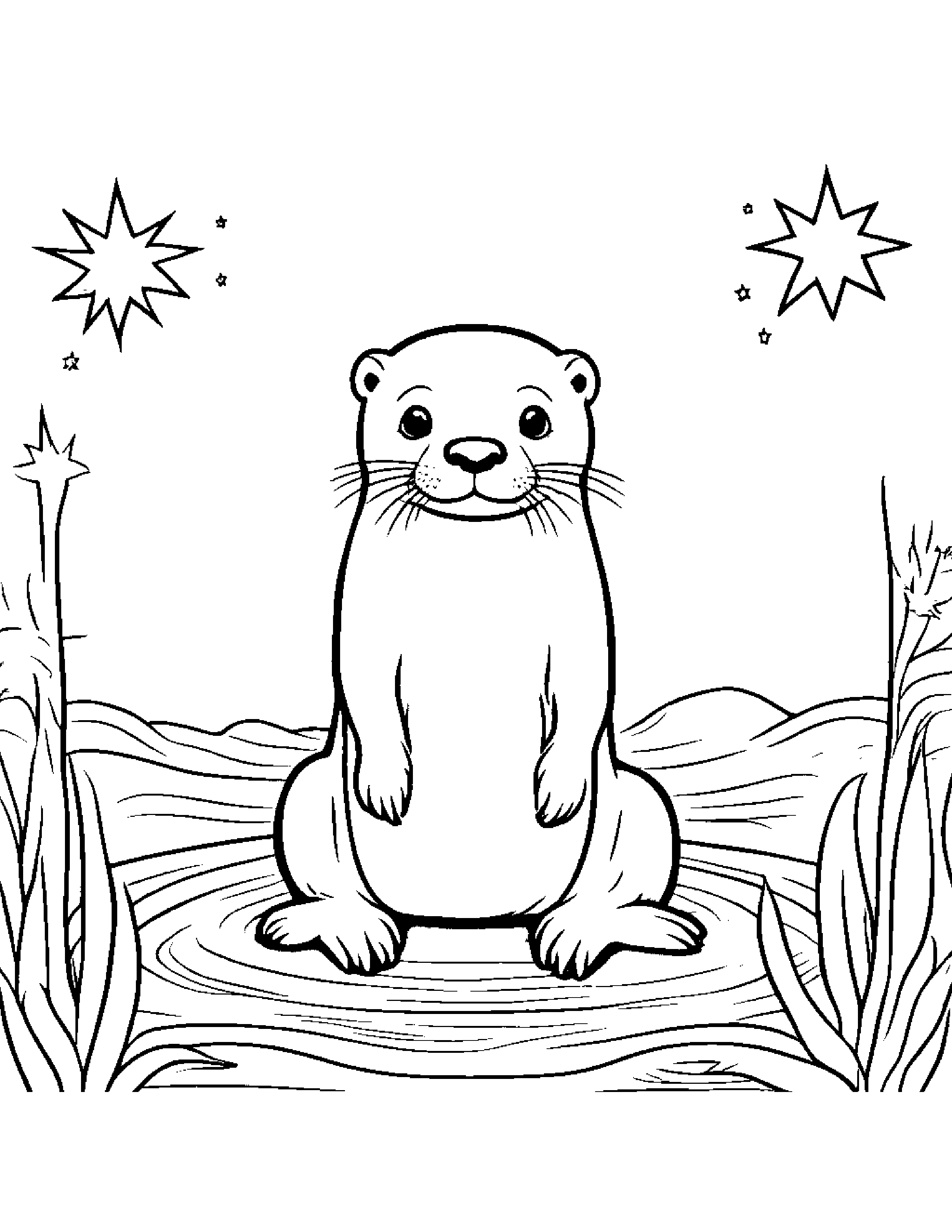 Otter With A Star Coloring Page (Free Printable PDF)
