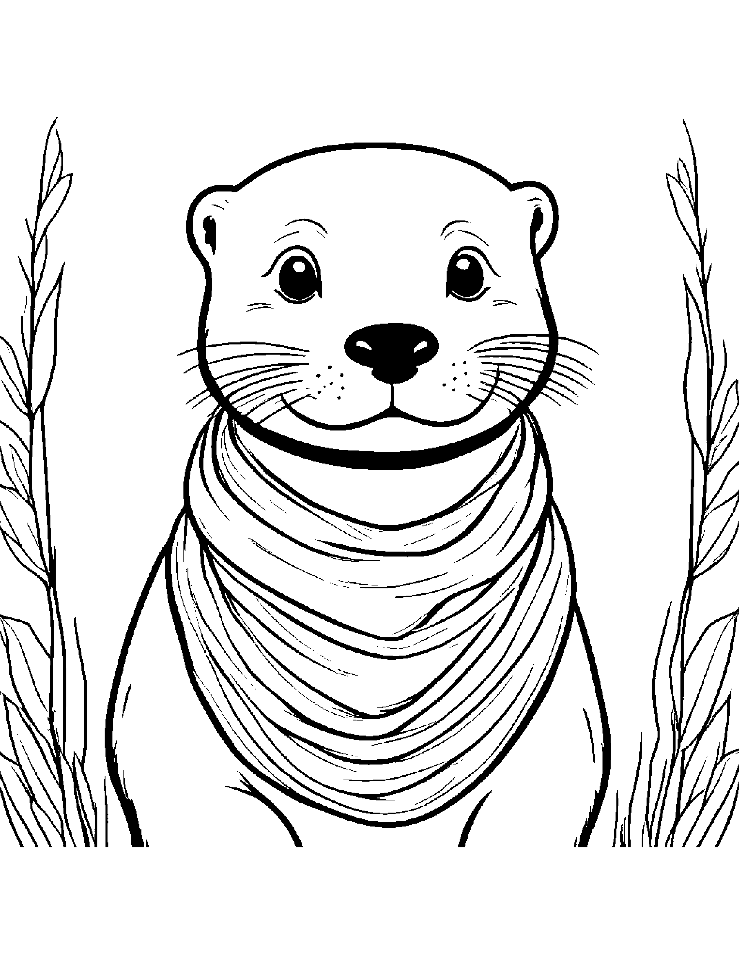 Otter With Scarf Coloring Page (Free Printable PDF)