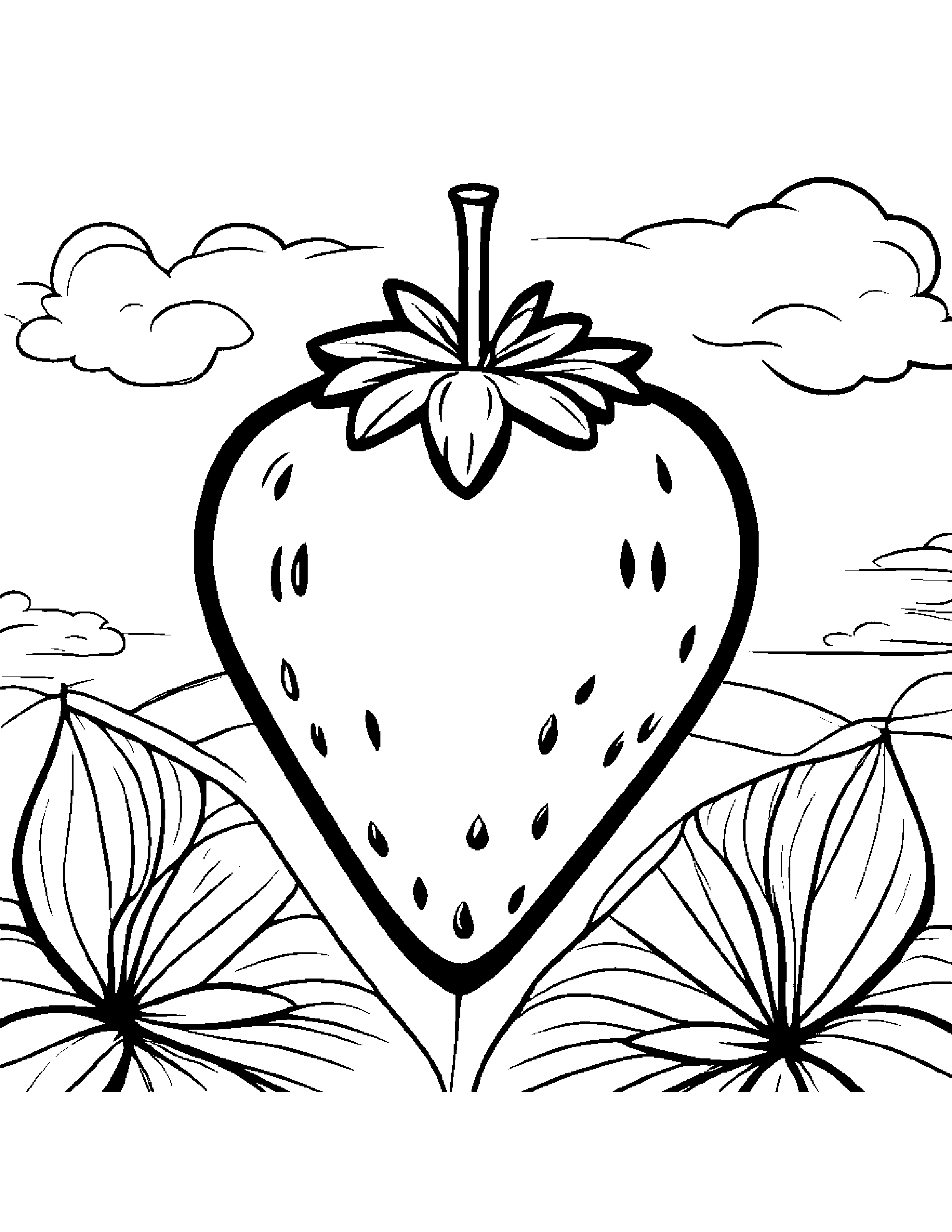 Strawberry With A Kite Coloring Page (Free Printable PDF)