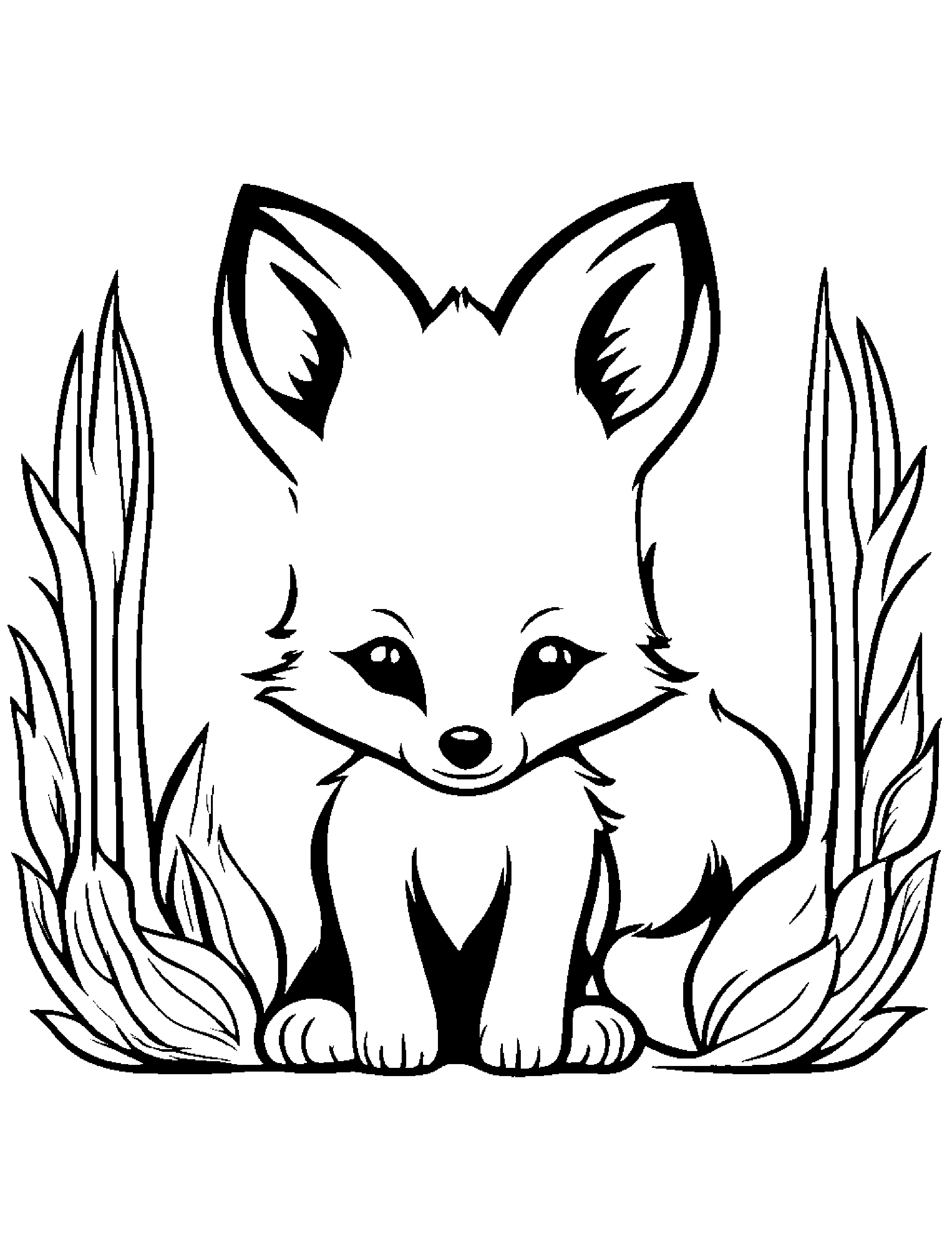 Baby Fox #2 Coloring Page (Free Printable PDF)