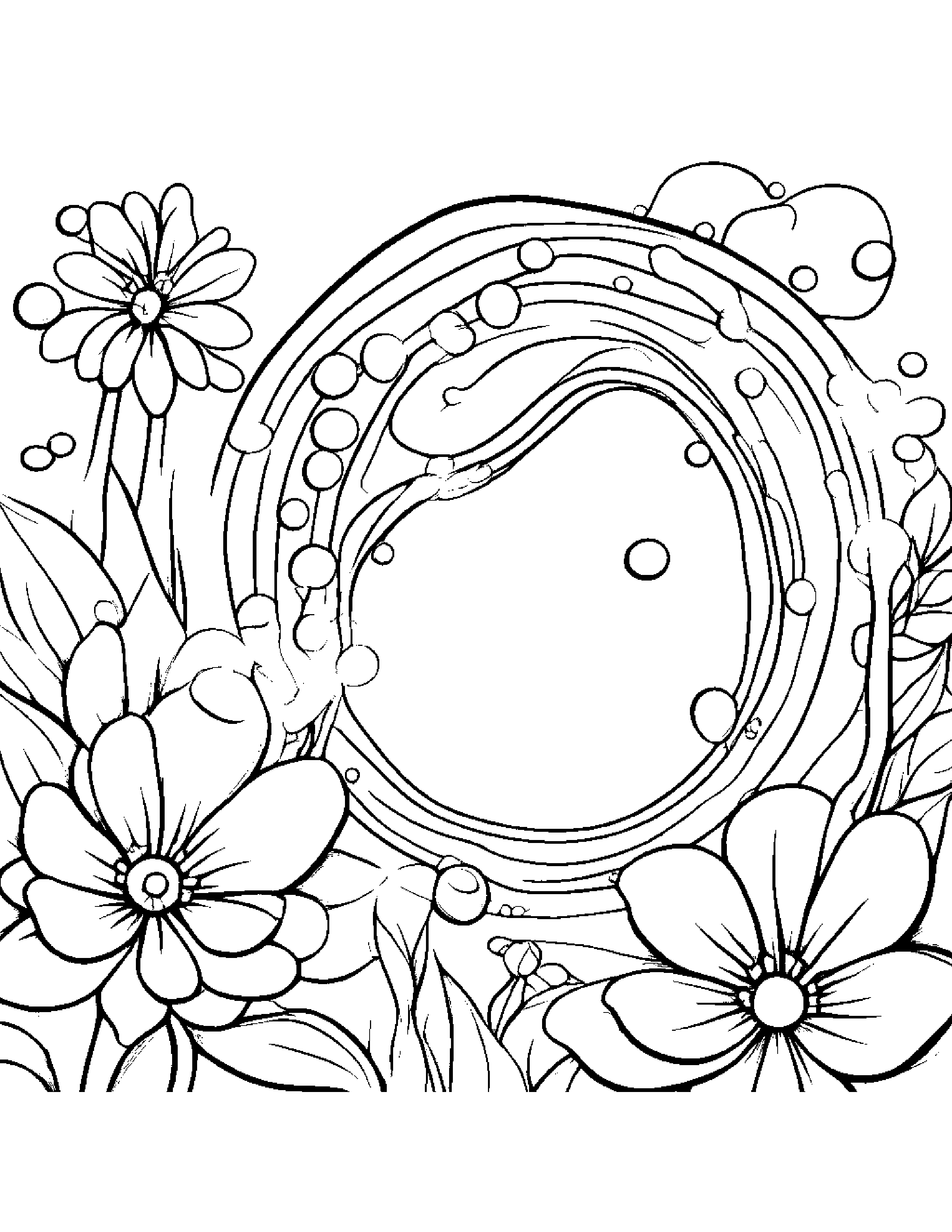 Flower Blowing Bubbles Coloring Page (Free Printable PDF)