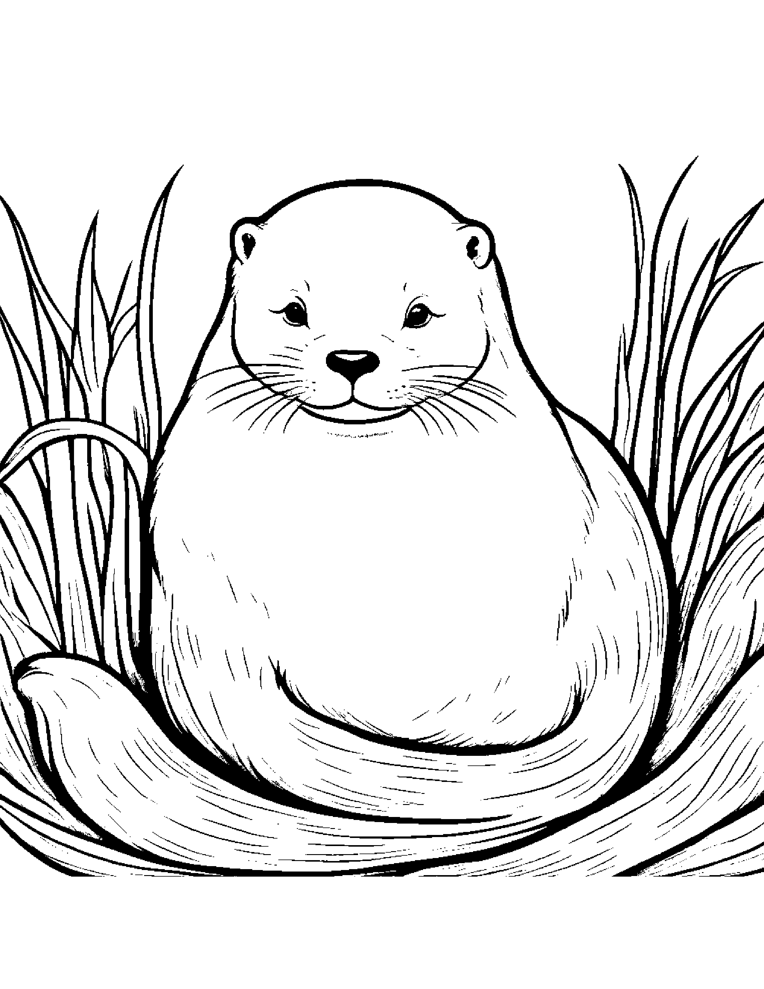 Sleepy Otter #2 Coloring Page (Free Printable PDF)