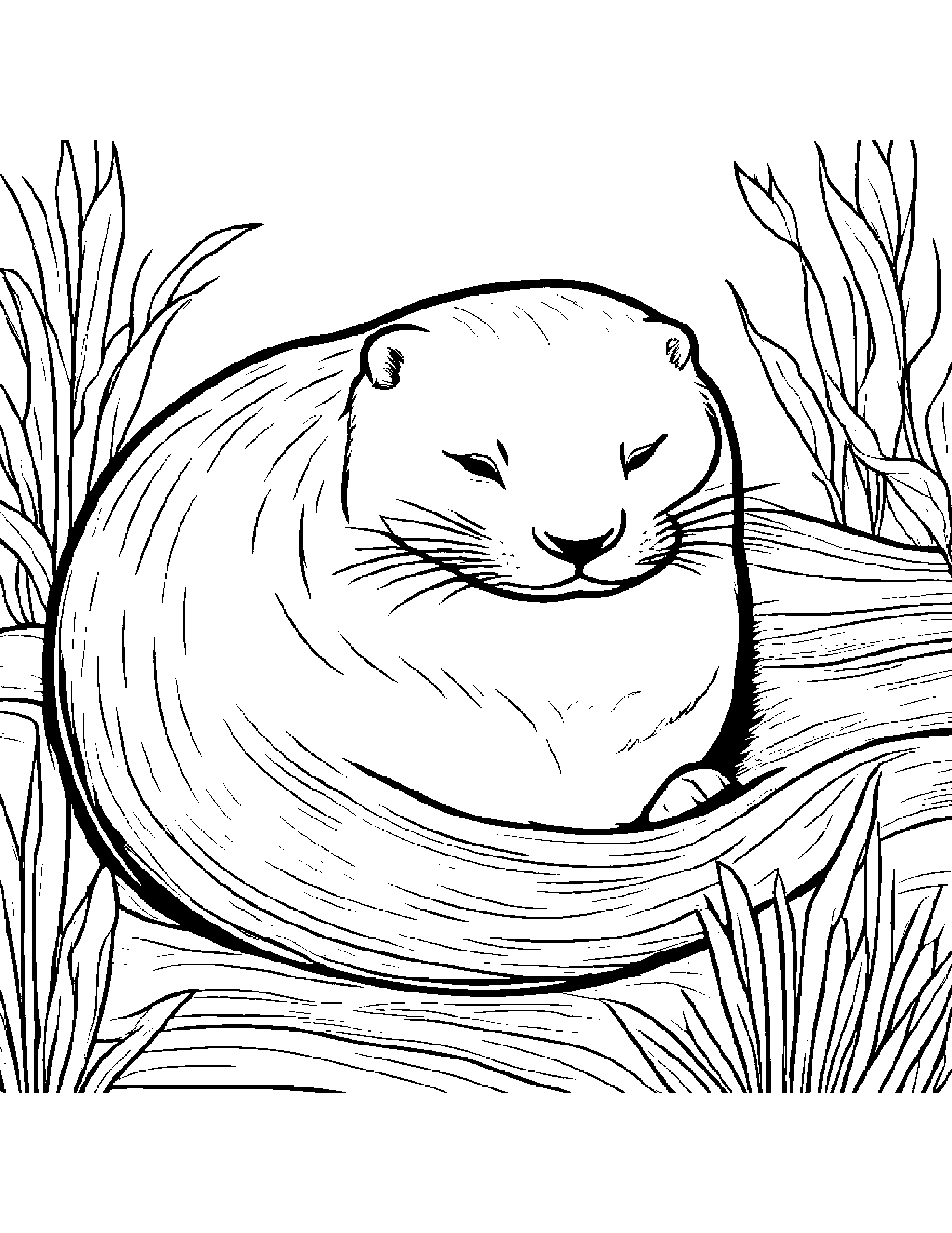 Sleepy Otter Coloring Page (Free Printable PDF)