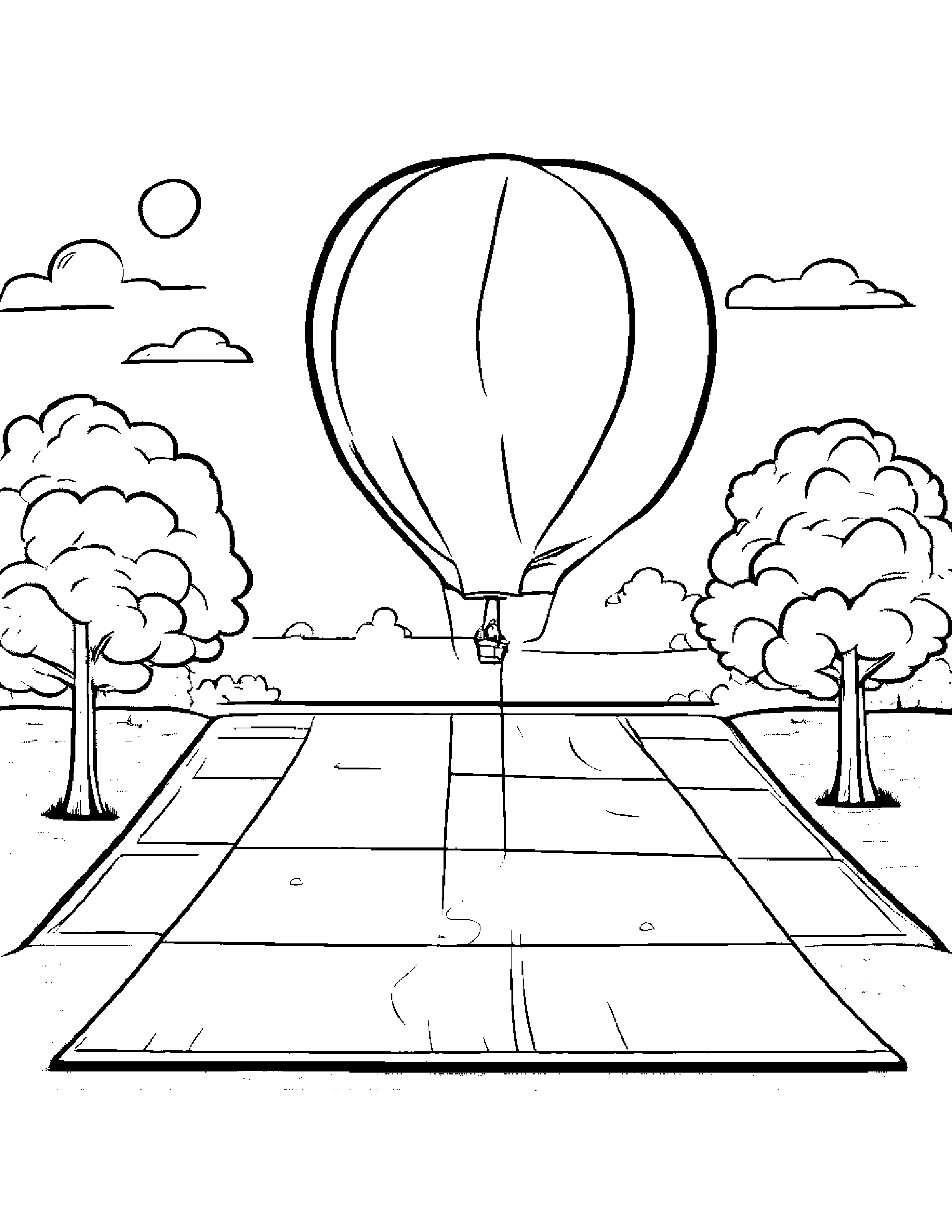 Balloon Playing Hopscotch On A Picnic Blanket #2 Coloring Page (Free Printable PDF)