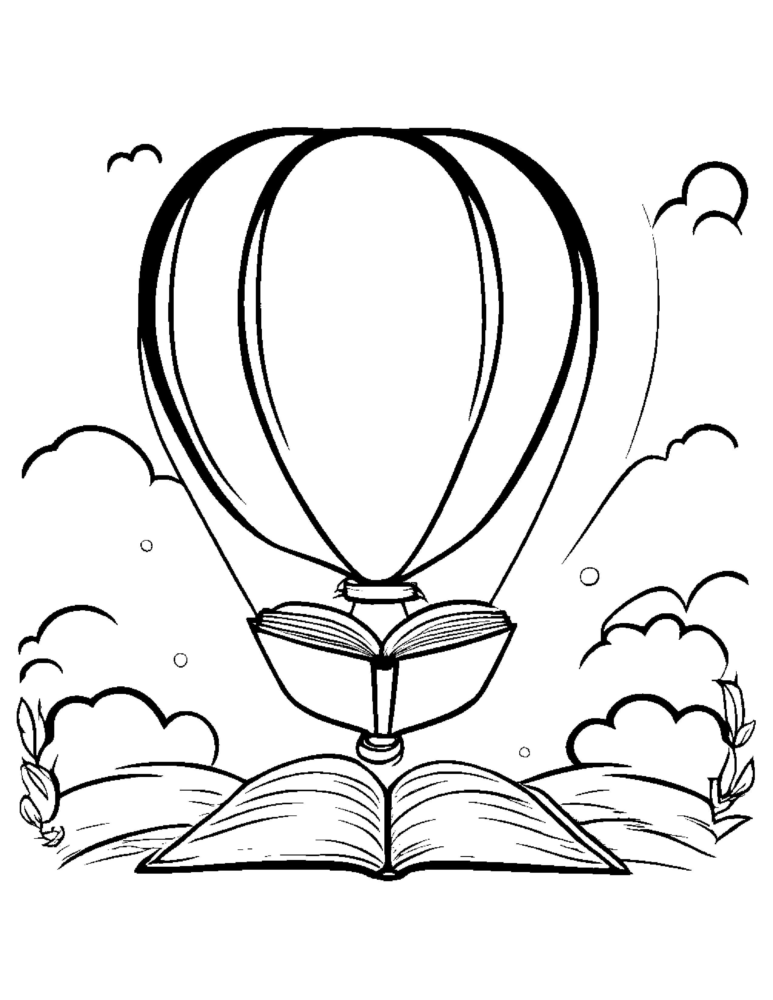 Balloon Reading A Storybook #2 Coloring Page (Free Printable PDF)
