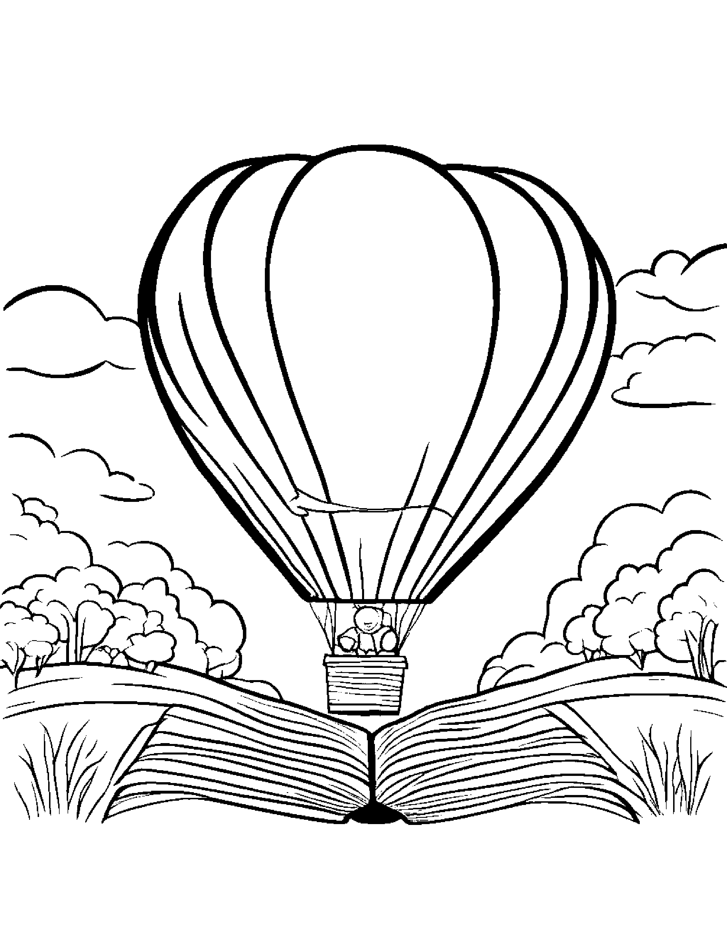 Balloon Reading A Storybook #4 Coloring Page (Free Printable PDF)