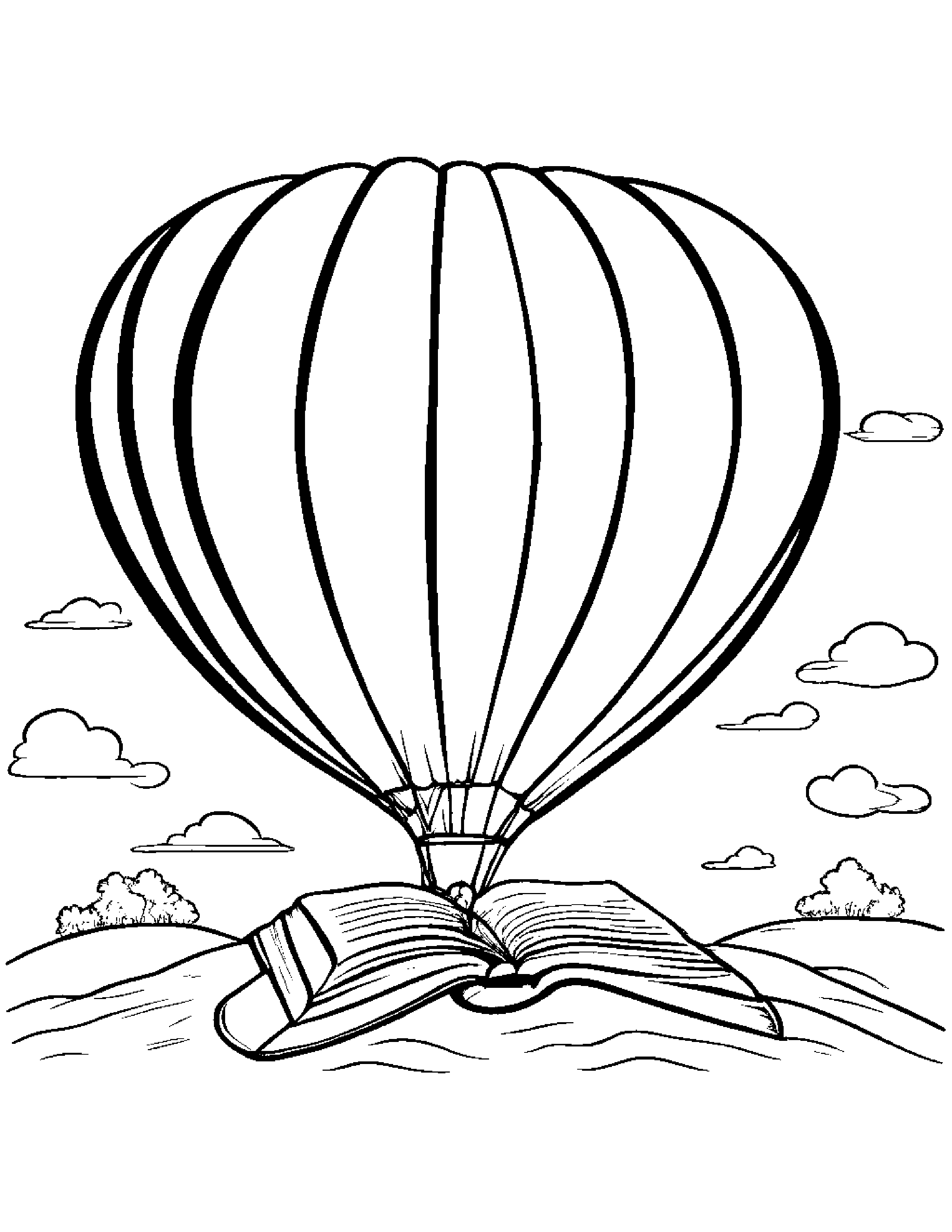 Balloon Reading A Storybook #5 Coloring Page (Free Printable PDF)