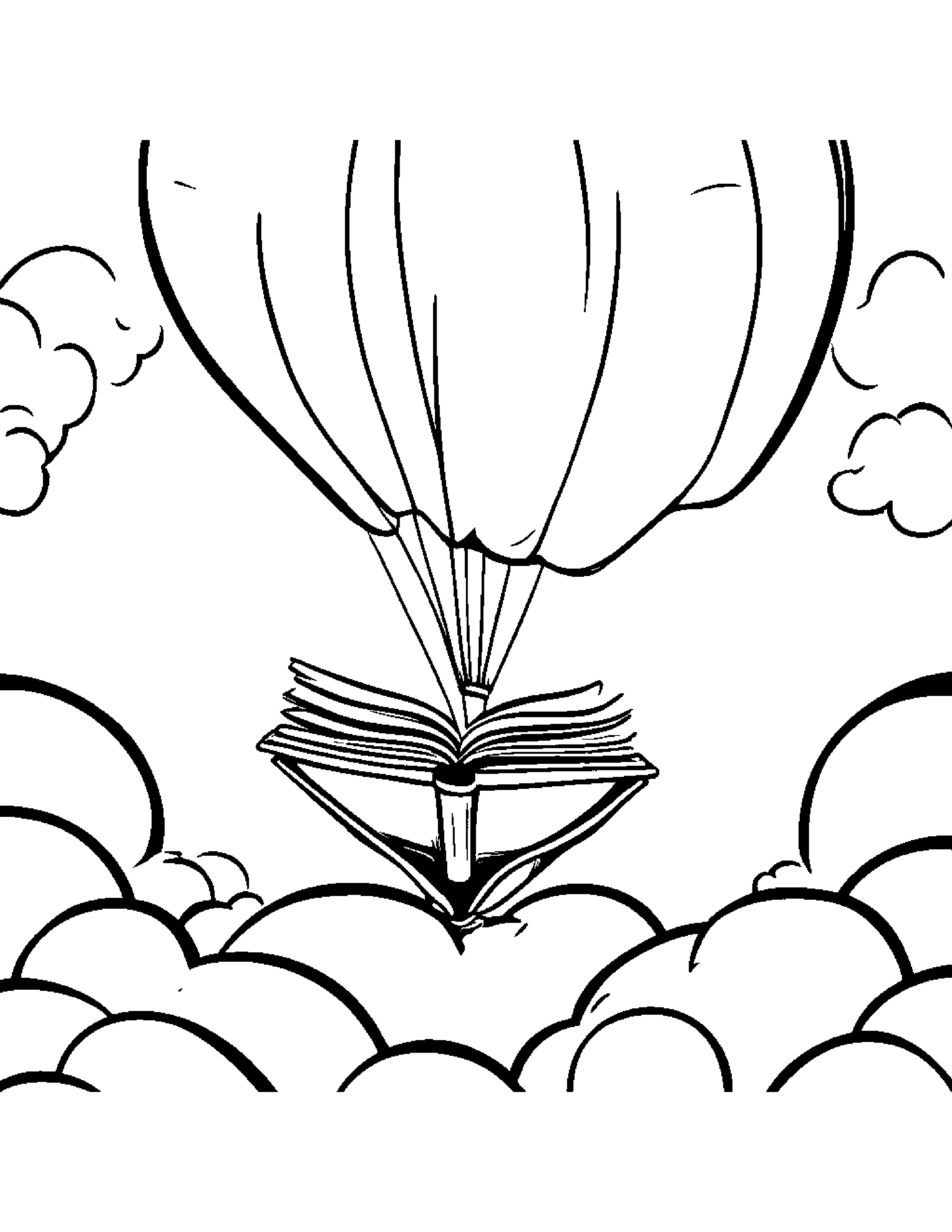 Balloon Reading A Storybook Coloring Page (Free Printable PDF)