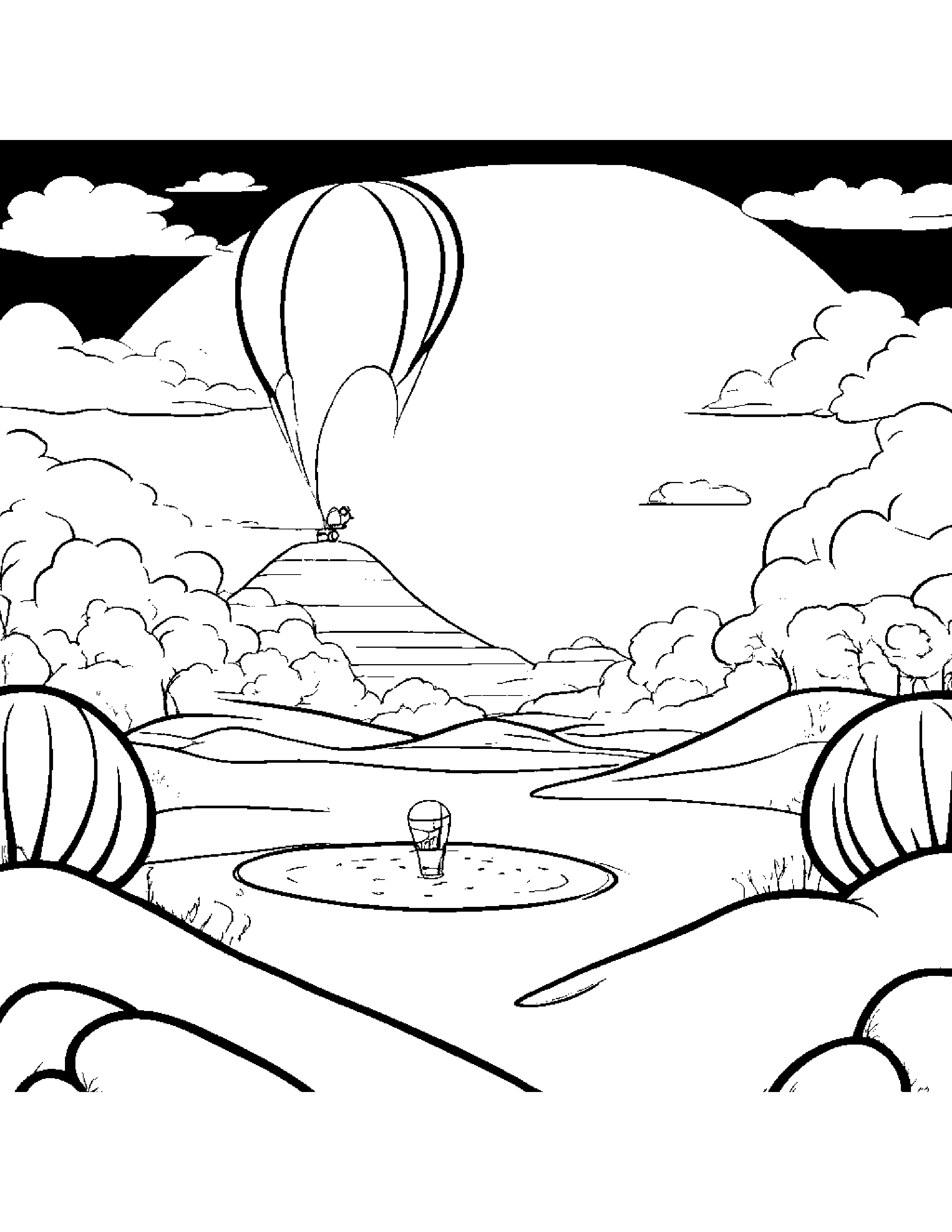 Balloon Sharing Beside A Sandbox #3 Coloring Page (Free Printable PDF)