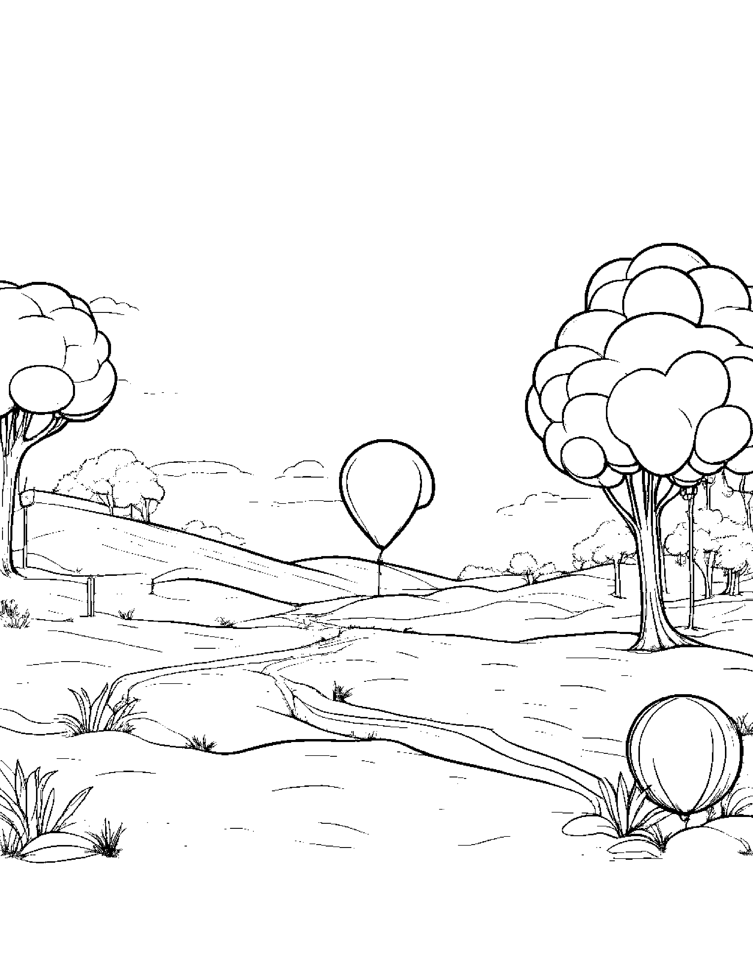 Balloon Sharing Beside A Sandbox #4 Coloring Page (Free Printable PDF)
