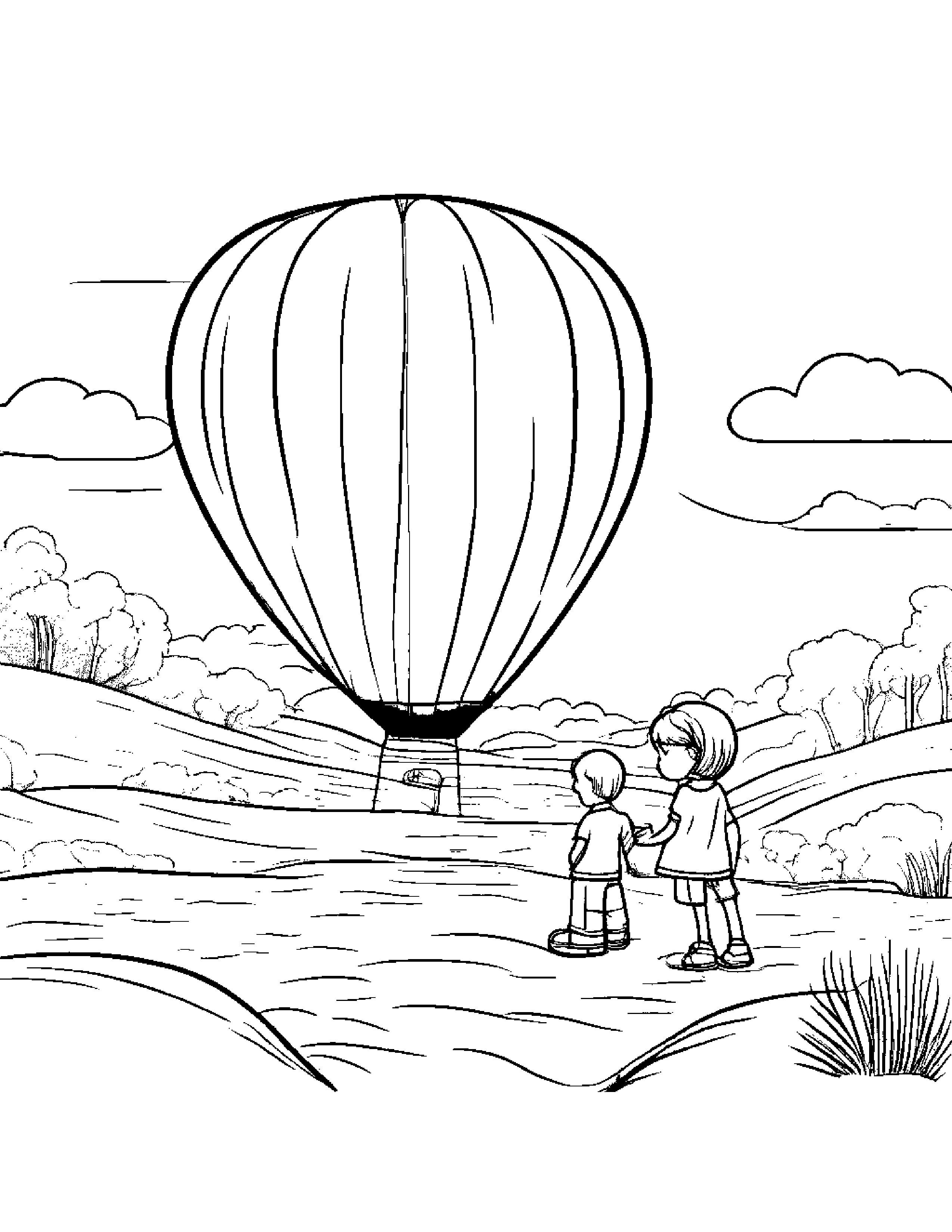 Balloon Sharing Beside A Sandbox #5 Coloring Page (Free Printable PDF)