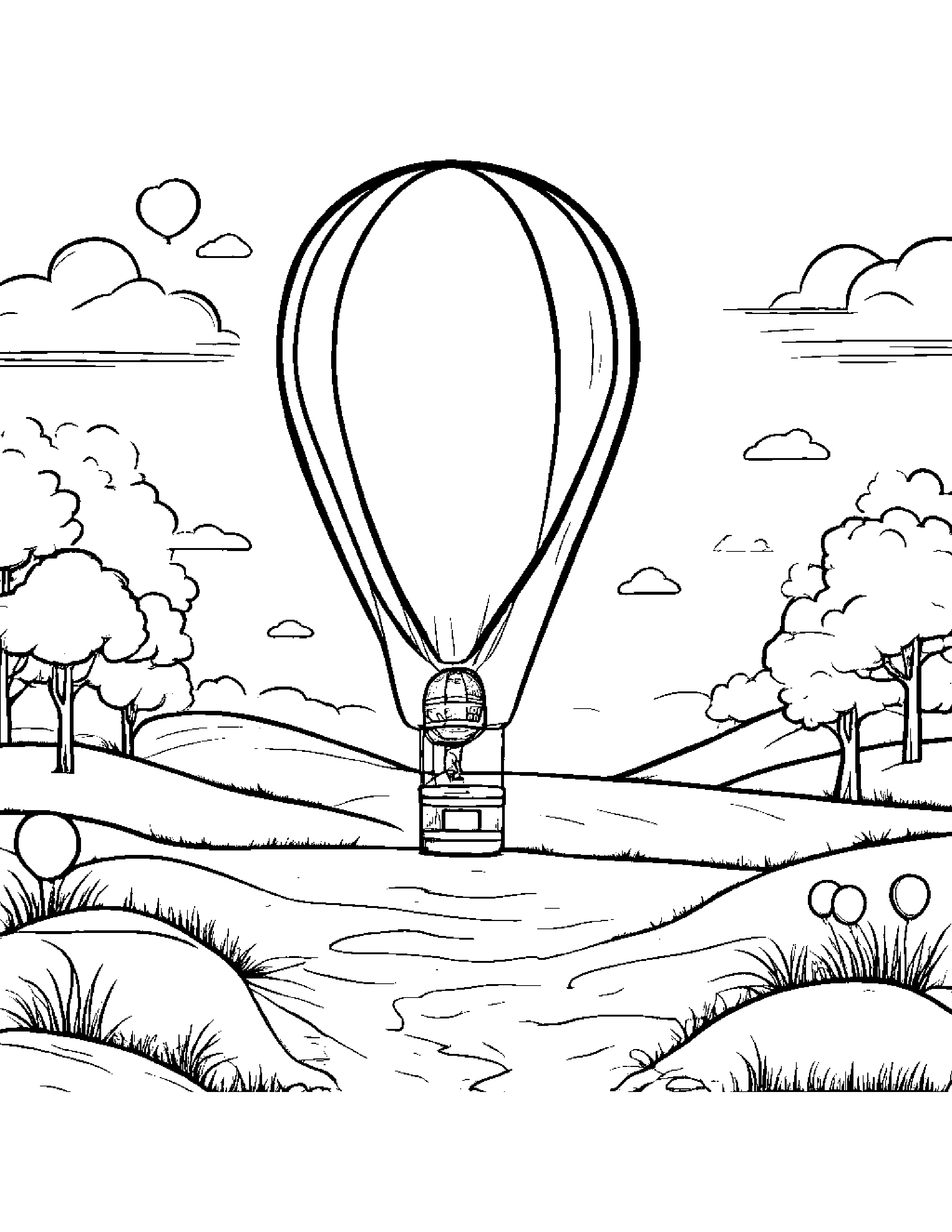 Balloon Sharing Beside A Sandbox Coloring Page (Free Printable PDF)