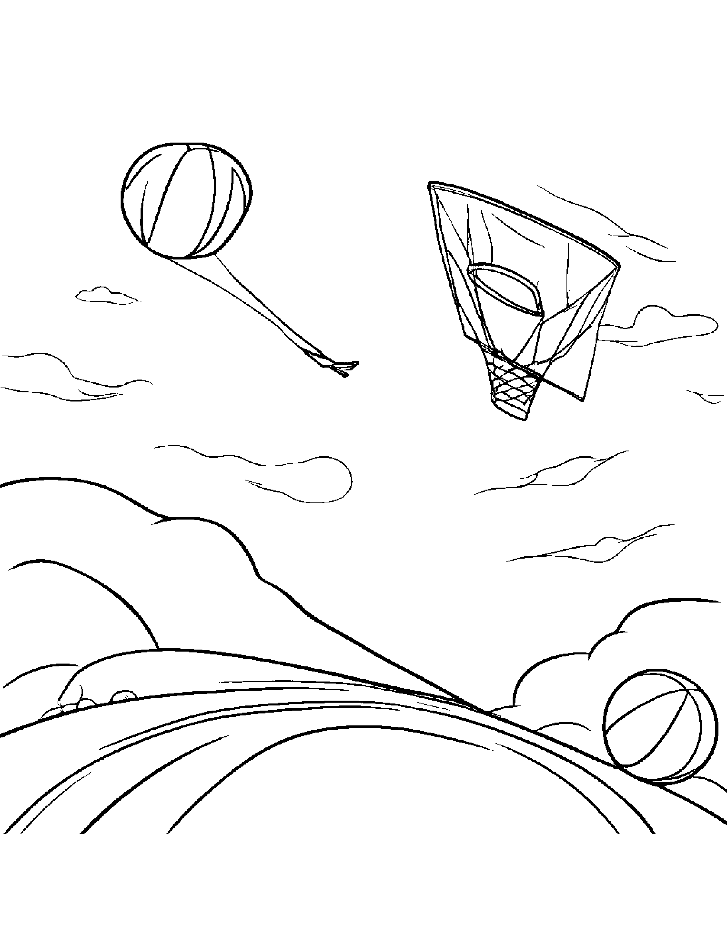 Basketball Flying A Kite #4 Coloring Page (Free Printable PDF)
